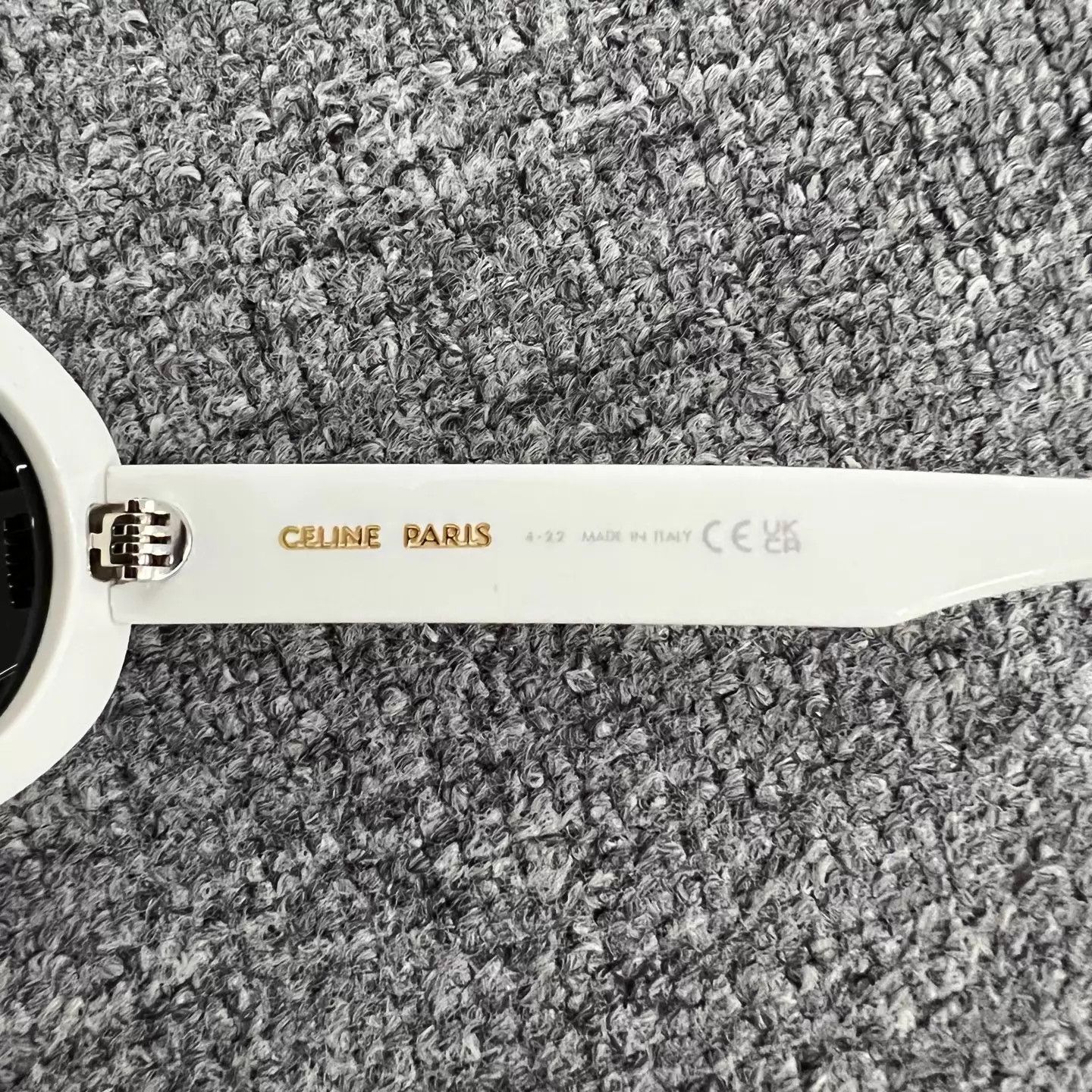 Celine Celine white frame sunglasses gold Triomphe logo mint Size ONE SIZE - 4 Thumbnail