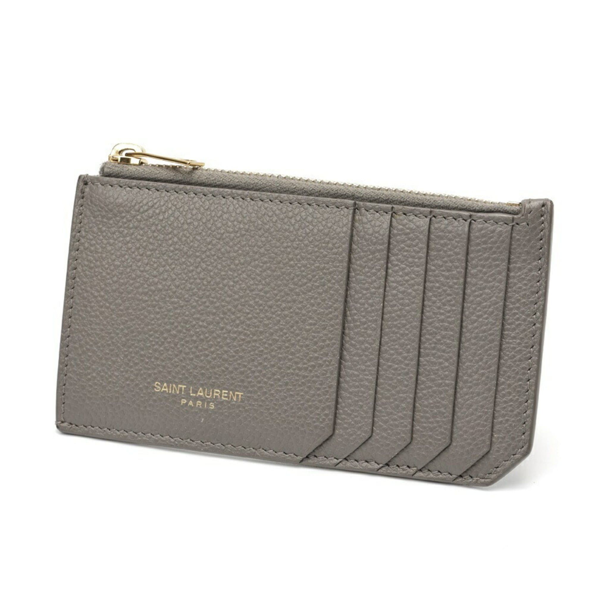 Saint Laurent Paris Saint Laurent Fragment Card Case Coin Holder 631992 Leather Gray Size ONE SIZE - 1 Thumbnail