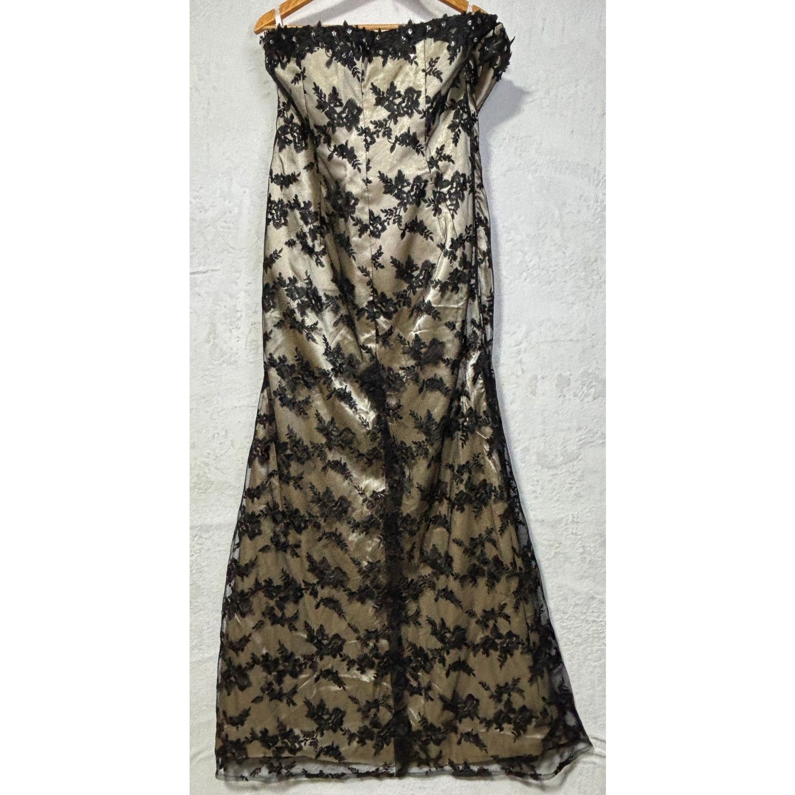Other HEBEOS Strapless Trumpet Black Lace Over Gold Satin | NWOT Size XL / US 12-14 / IT 48-50 - 5 Thumbnail