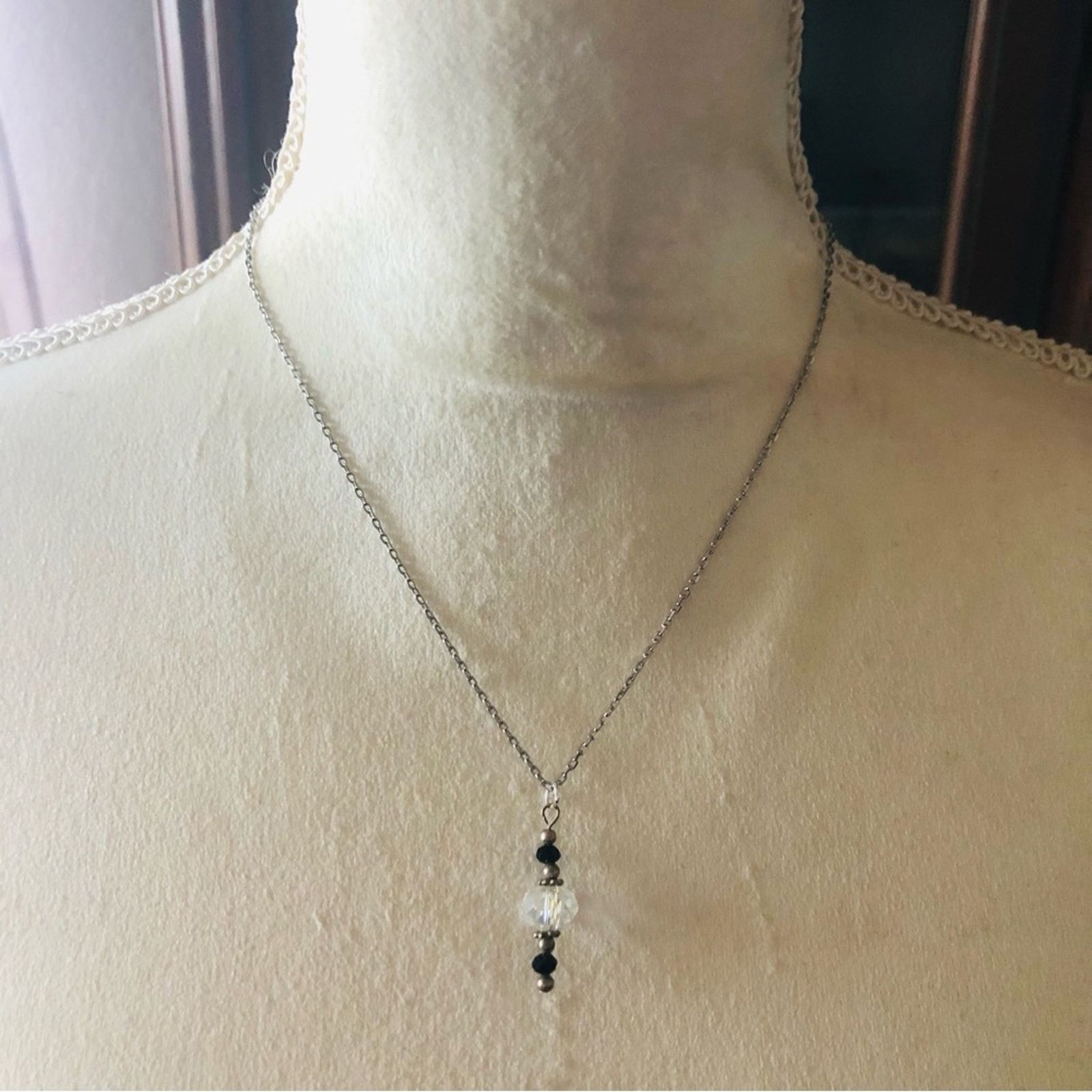 Handmade Handcrafted aura quartz crystal pendant on chain necklace Size ONE SIZE - 2 Thumbnail
