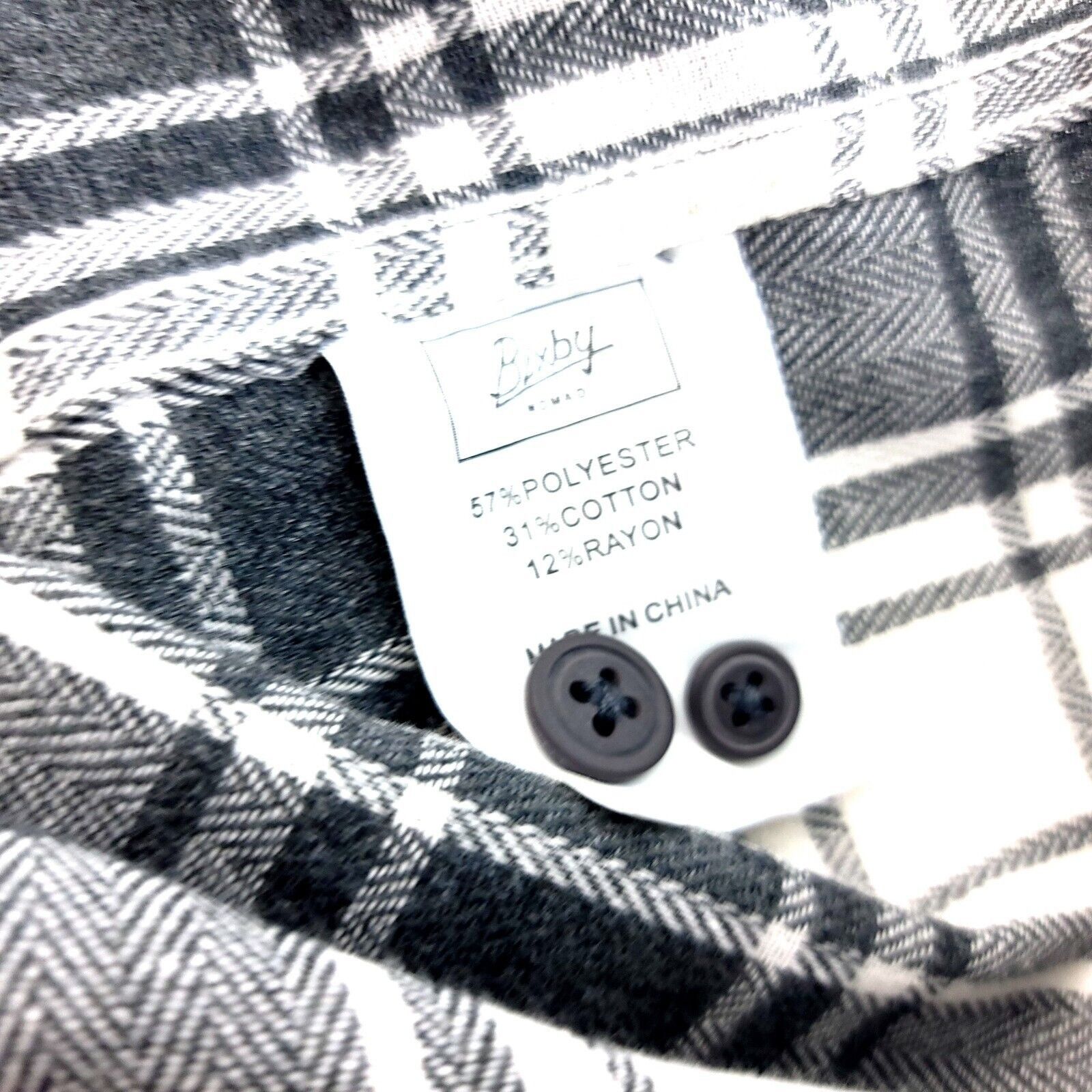 Designer Bixby Medium Slim Gray White Plaid Button Front Flannel Coll Size US M / EU 48-50 / 2 - 10 Thumbnail