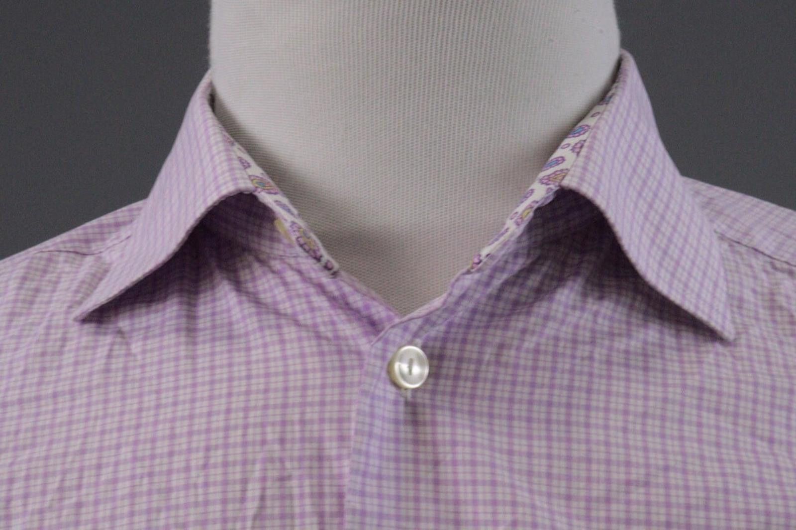 Eton Eton Slim Fit Pink Check Button Down Shirt Size 40 / 15.75 Size US L / EU 52-54 / 3 - 4 Thumbnail