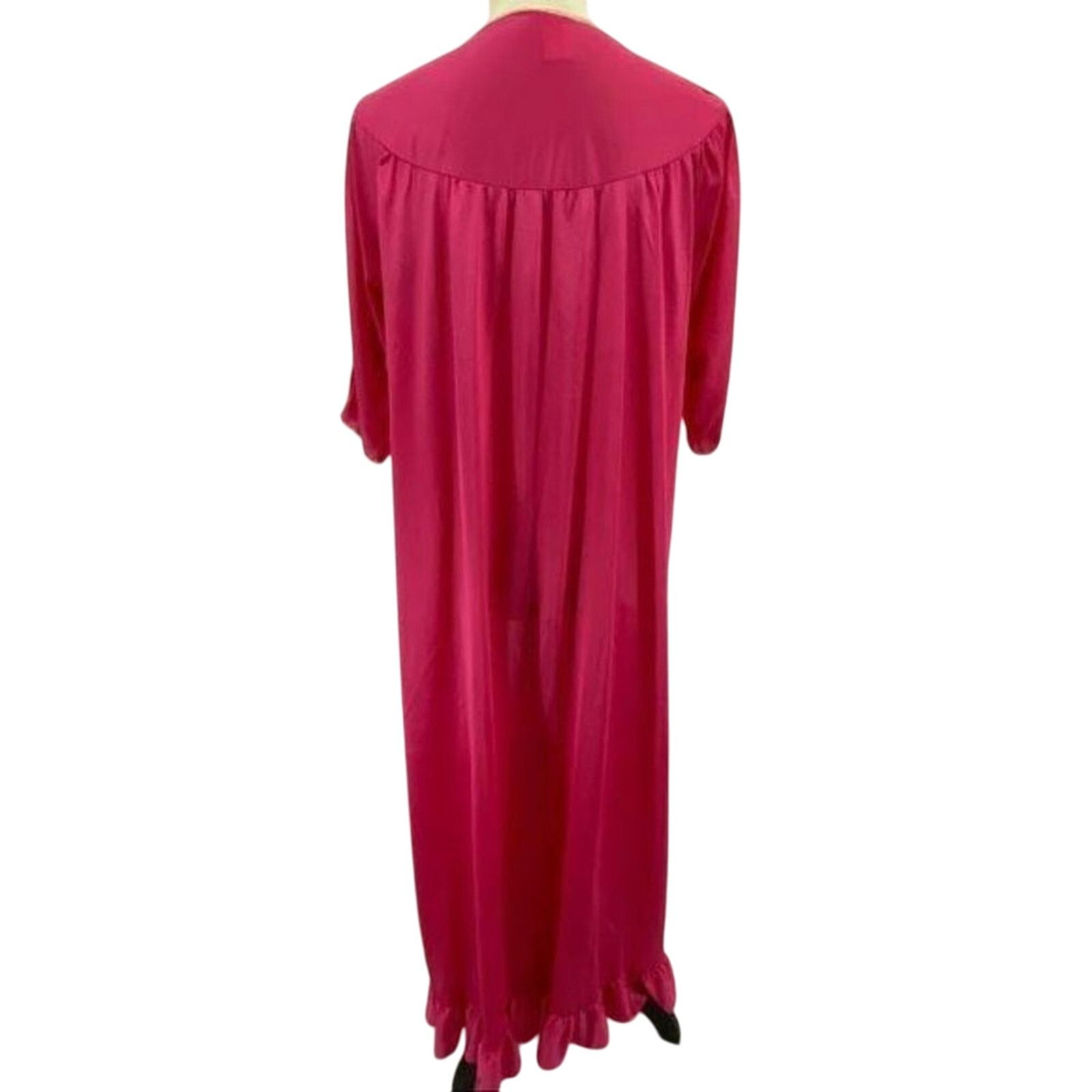 Vintage Vintage Large Pink Robe ILGWU Semi Sheer Nylon Womens Large Size ONE SIZE - 8 Thumbnail