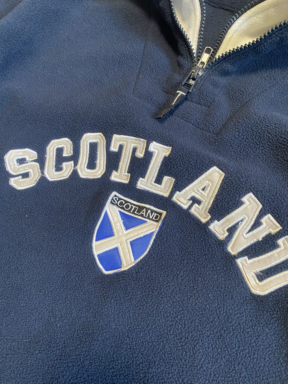 Japanese Brand × Vintage Vintage Scotland 1/4 Zip Navy Fleece Sweatshirt Size US L / EU 52-54 / 3 - 8 Thumbnail