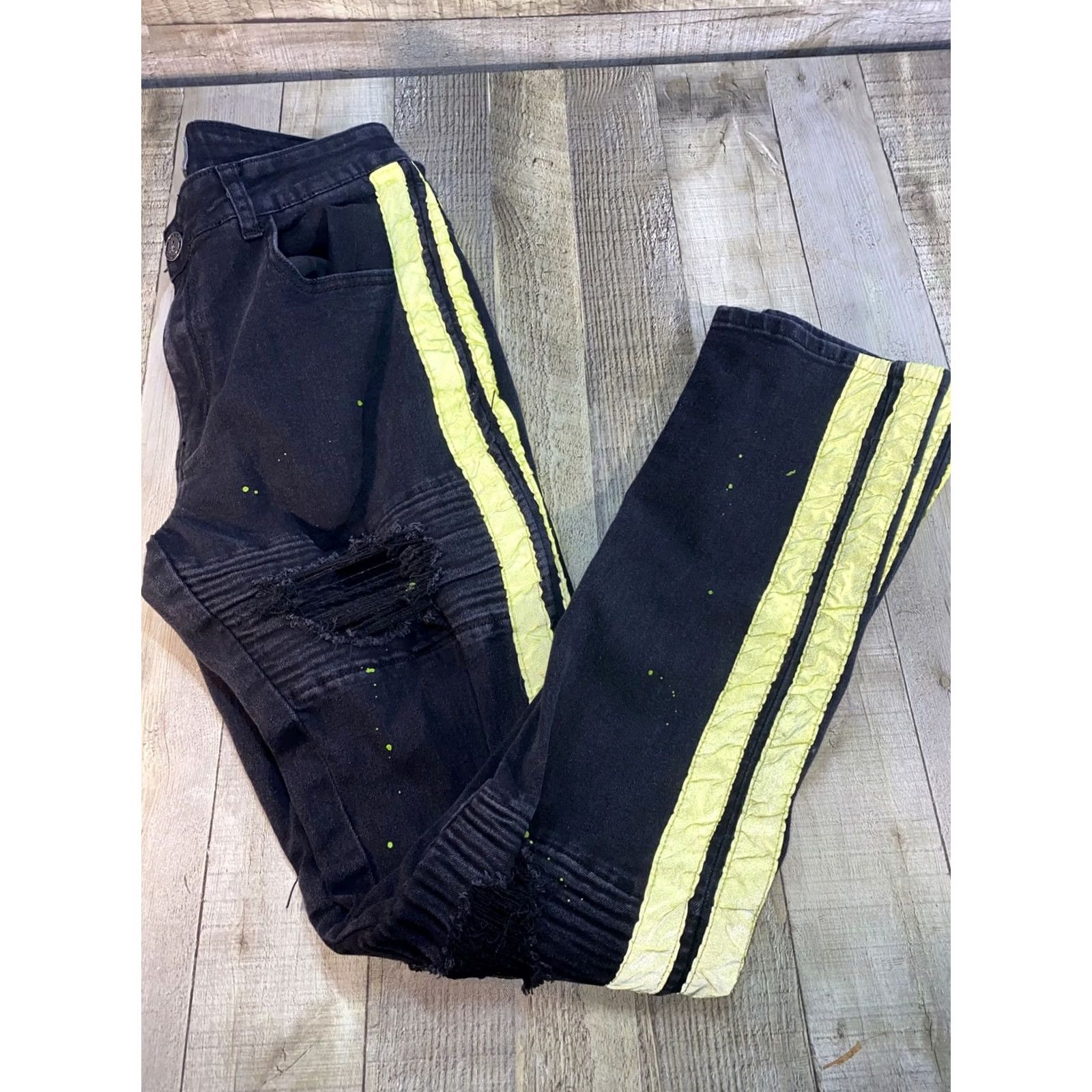Reason Reason Jeans Men Black Neon Skinny 32x32 Regular 32 Inseam Size US 32 / EU 48 - 4 Thumbnail