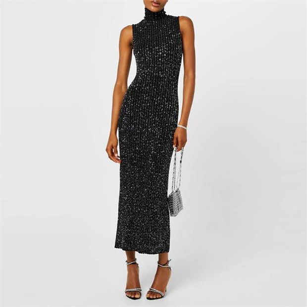 Missoni o1g2r1mq1124 Sequined Maxi Dresse in Black & Silver Size XS / US 0-2 / IT 36-38 - 4 Thumbnail