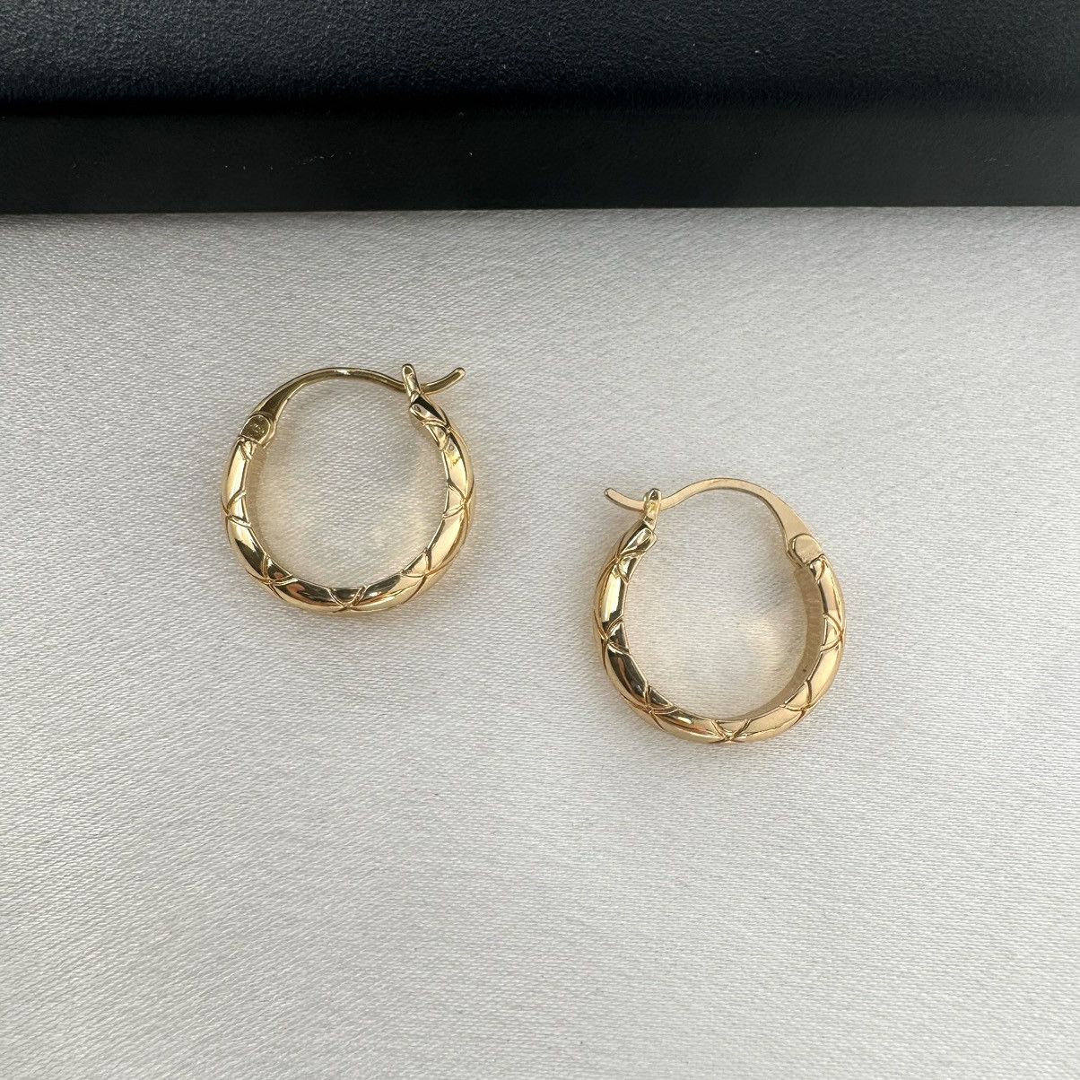 Designer Polished Metal Texture Gold Hoop Earrings for Women Size ONE SIZE - 5 Thumbnail