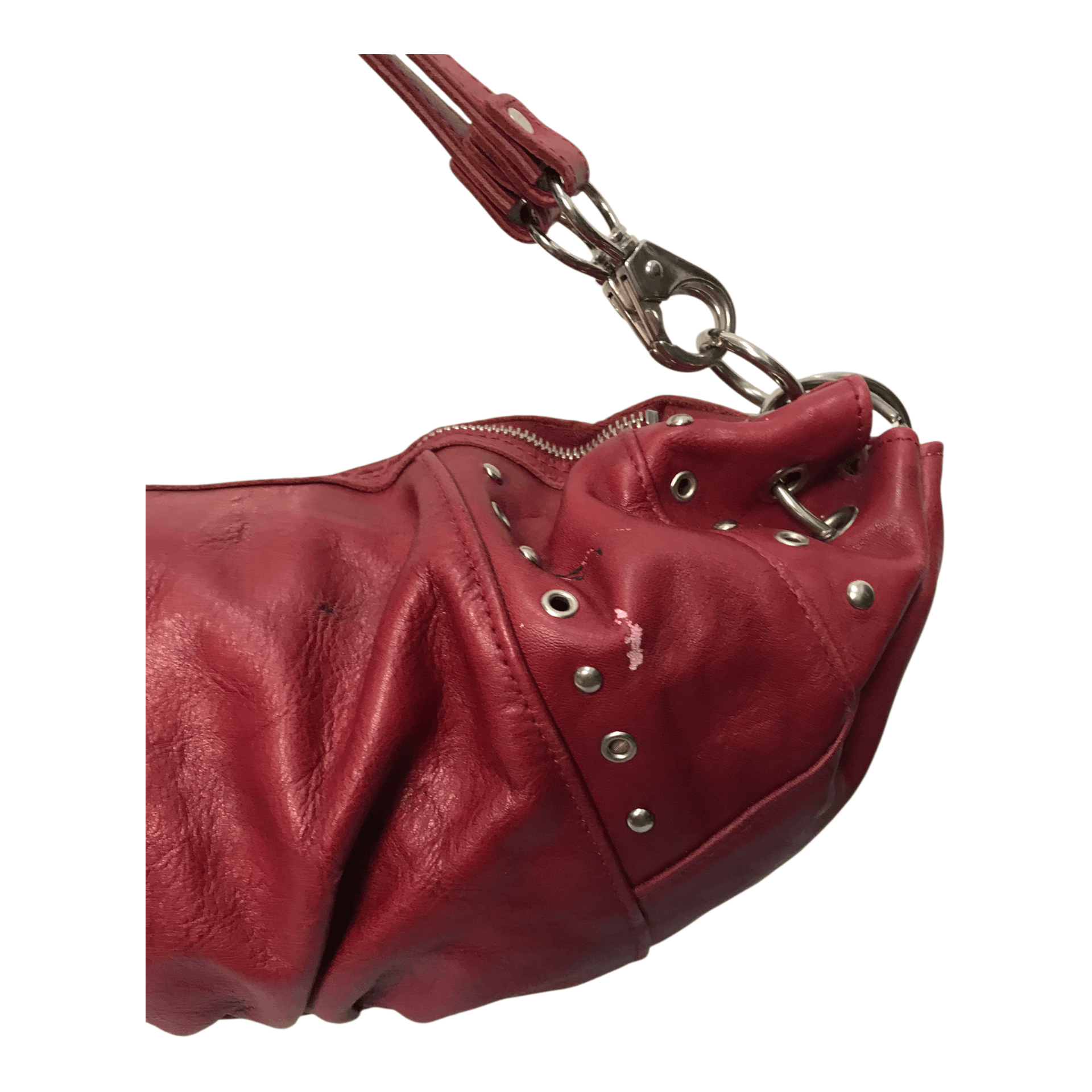 Leather Luca Studded Red Leather Sling/Hand Bag Size ONE SIZE - 7 Thumbnail