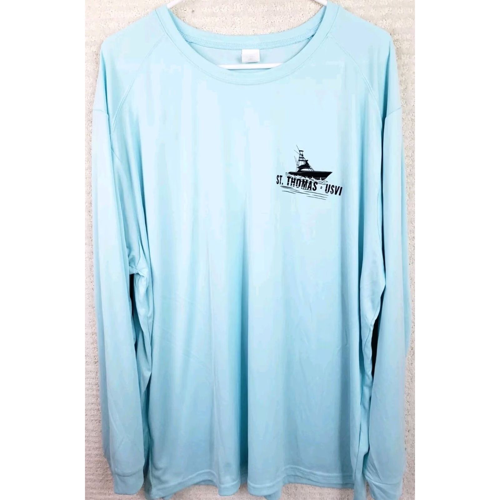 Vintage Paragon Sun Shirt LS Tee Mens 2XL Aqua Blue St. Thomas Virgin Islands UPF50+ Sun Protection Graphic Tee Size US XXL / EU 58 / 5 - 2 Thumbnail