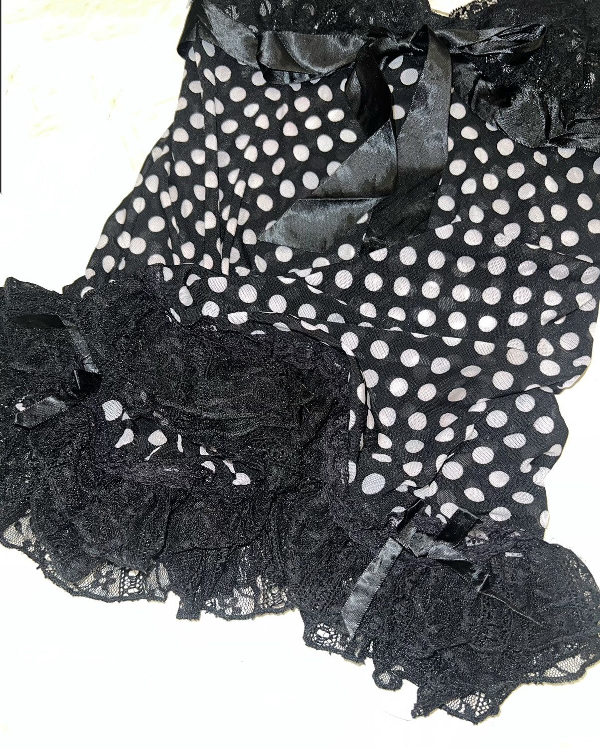 Japanese Brand Vintage Y2K polka dot lace camisole 🖤➕ Size M / US 6-8 / IT 42-44 - 7 Thumbnail