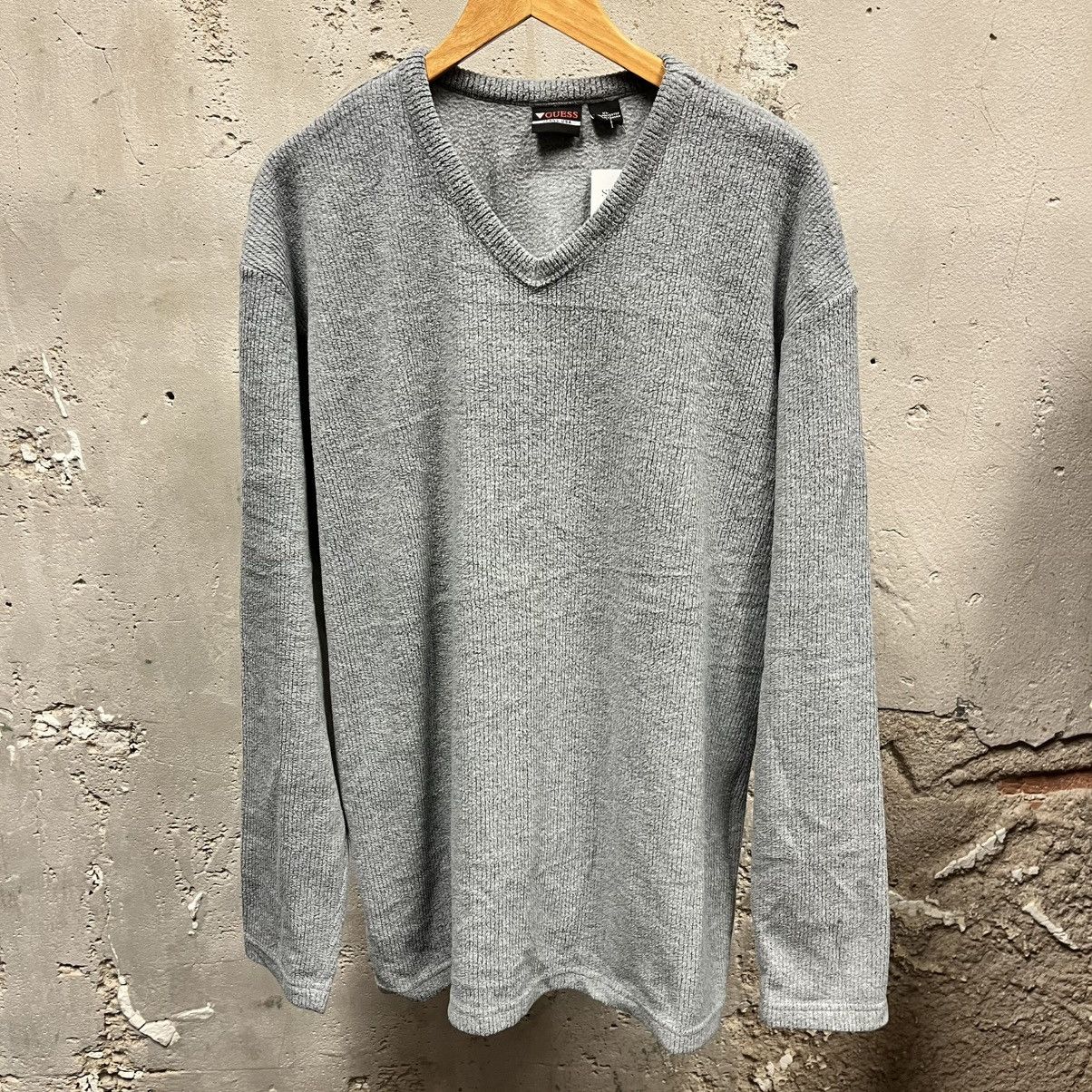 Guess × Vintage Guess Vintage Y2K Gray Plush Knit 3D Jelly Logo Sweater Top Size US XL / EU 56 / 4 - 1 Thumbnail