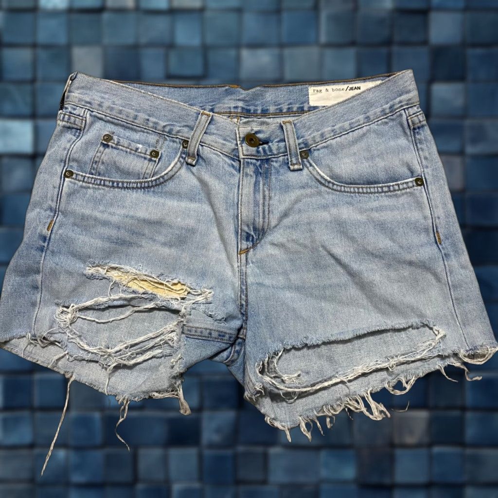 Rag & Bone Rag & Bone Womens 25 Denim Cut-Off Shorts Blue Medium Rise Inseam 3" Casual Casual Wear Pockets Vintage No XS Size 42" / US 20 - 1 Thumbnail