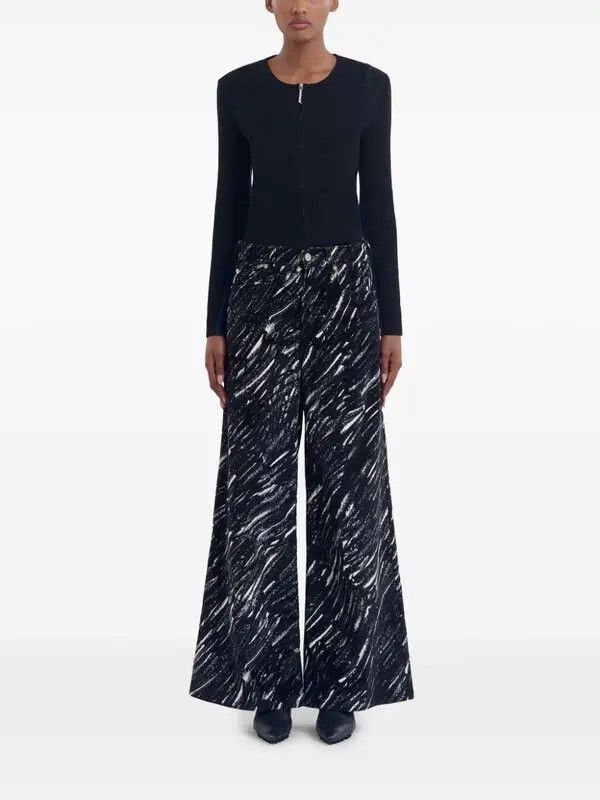 Marni o1w1db11125 Graphic-Print Wide-Leg Trousers in Black Size 27" / US 4 / IT 40 - 3 Thumbnail