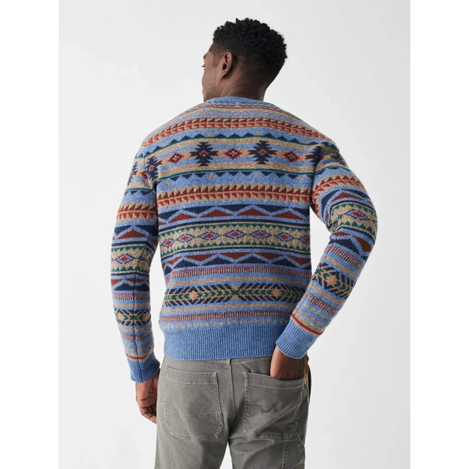 Faherty Faherty Doug Good Feather Fair Isle Wool Mens Sweater Medium Size US M / EU 48-50 / 2 - 2 Thumbnail