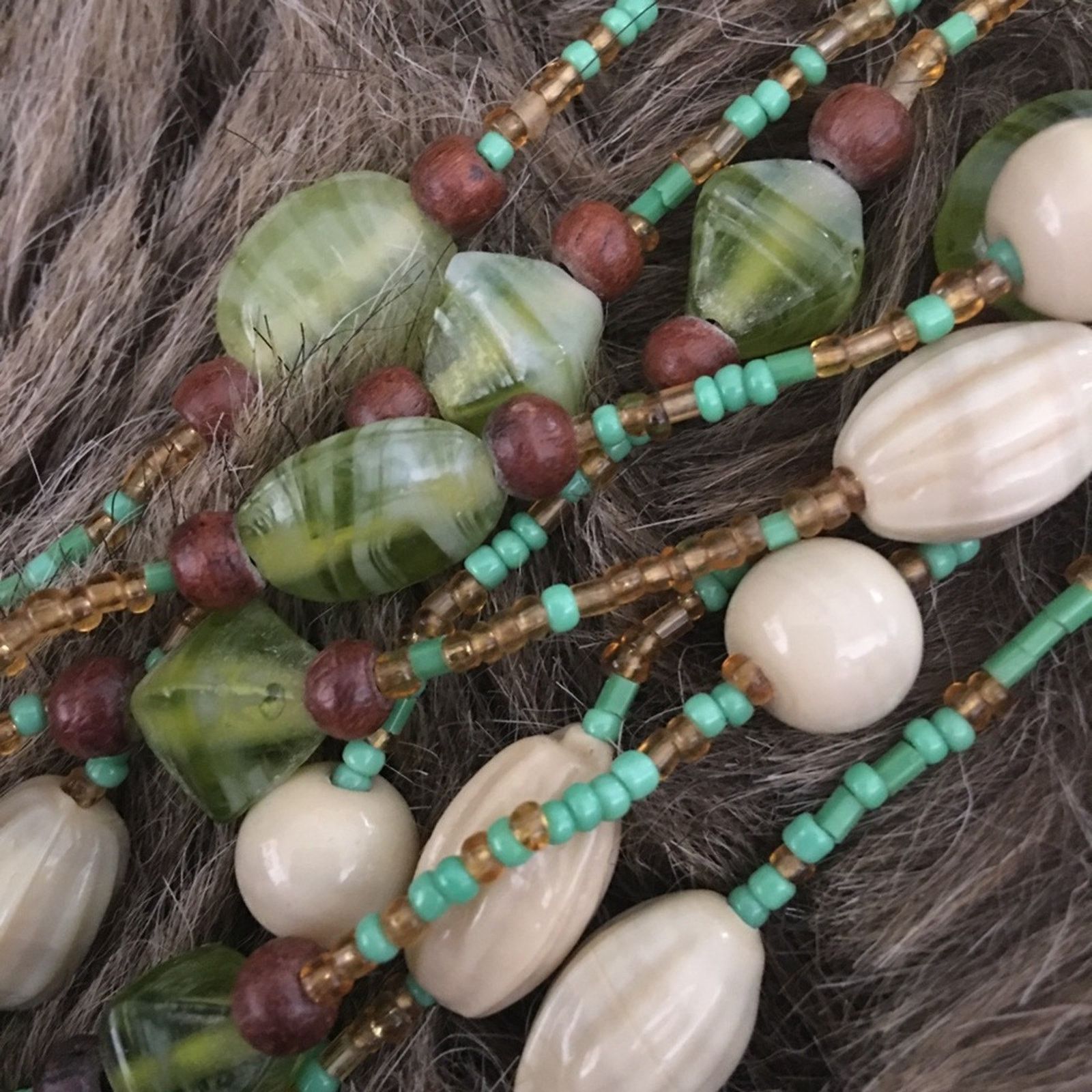 Handmade Natural forest earth tone glass bead necklace Size ONE SIZE - 2 Thumbnail