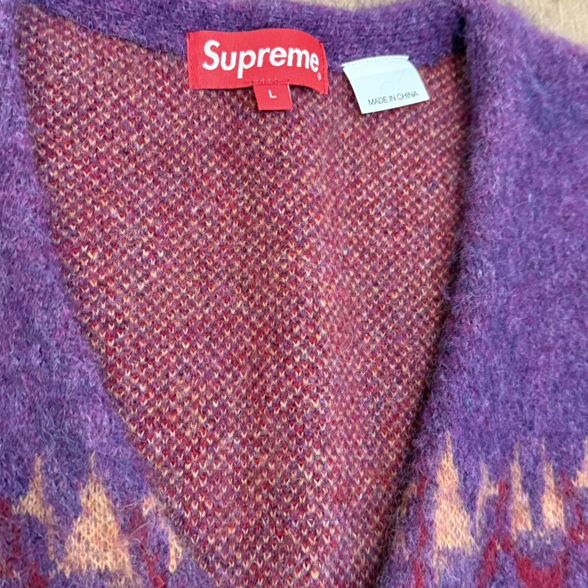 Supreme Supreme Abstract Mohair Cardigan Plum Size US L / EU 52-54 / 3 - 3 Thumbnail