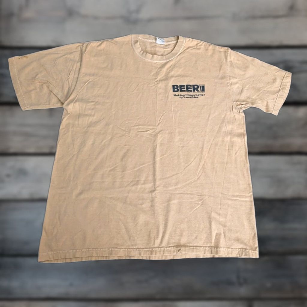 Vintage VINTAGE Crazy Shirts Hawaii T-Shirt Mens XL Tan Beer Novelty Dyed Crew Neck Short Sleeve Graphic Print 100% Cotton Men’s Size US XL / EU 56 / 4 - 1 Thumbnail