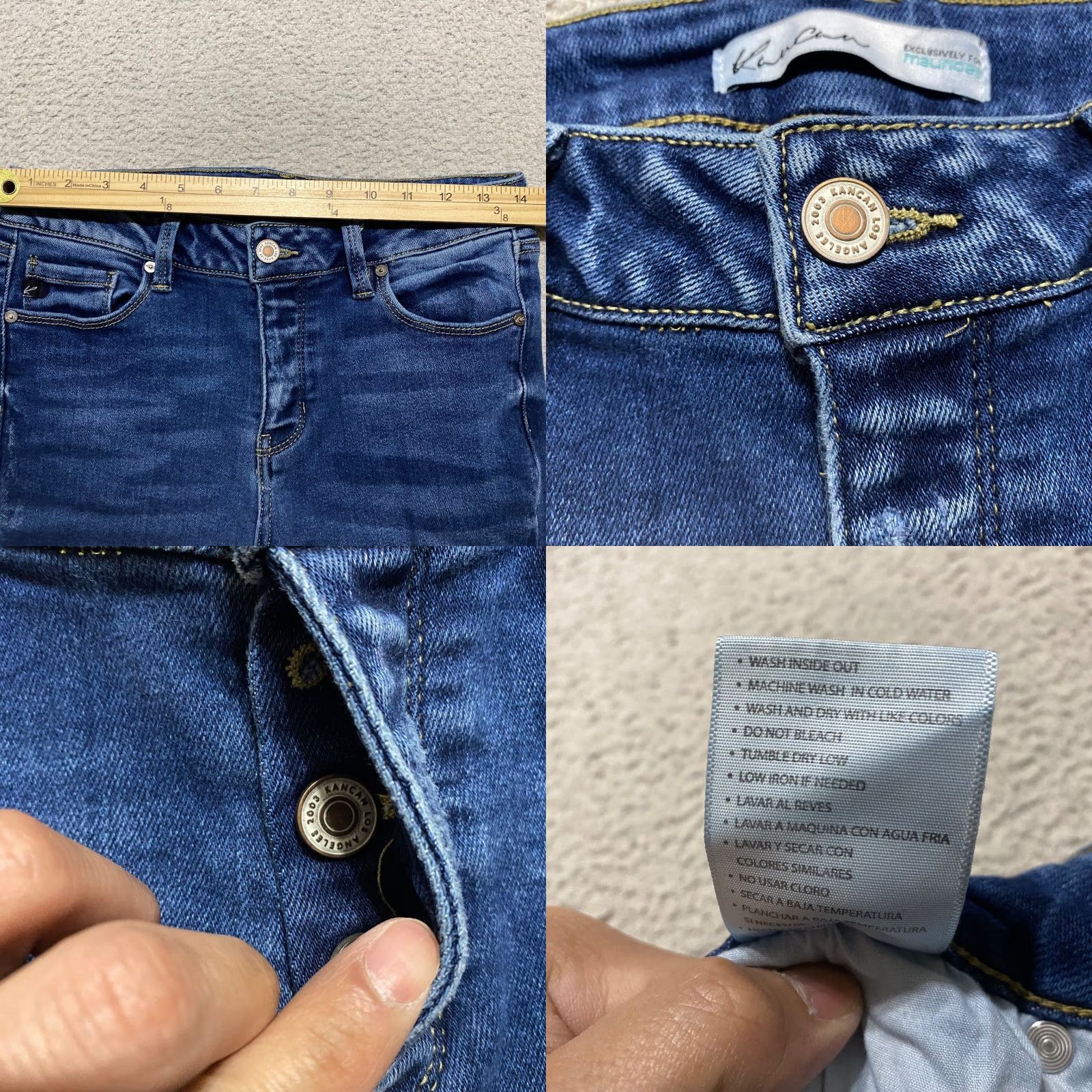 Vintage Kancan Jeans Blue Denim Dark Wash Skinny Leg Mid Rise Button Fly Womens Size 28 Maternity? Size 28" / US 6 / IT 42 - 8 Thumbnail