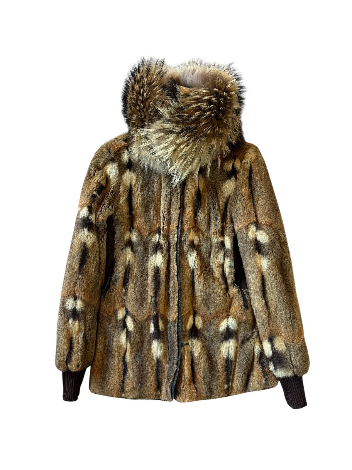 HAMSTER FUR REVERSIBLE SKI JACKET WITH RACCOON COLLAR