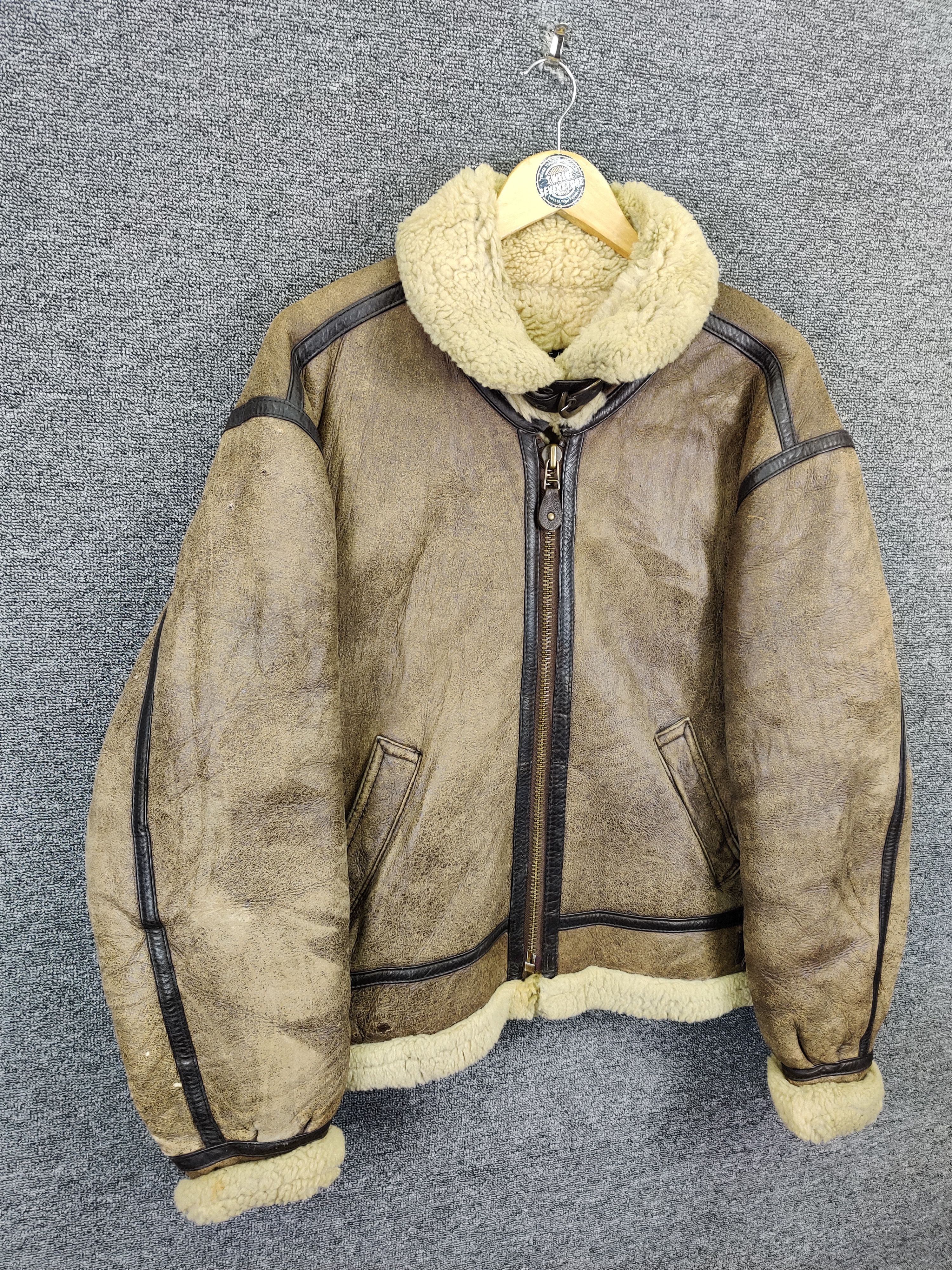 Vintage Vintage 90s US Air Force B-3 Sheepskin Flight Leather Jacket Size US L / EU 52-54 / 3 - 5 Thumbnail