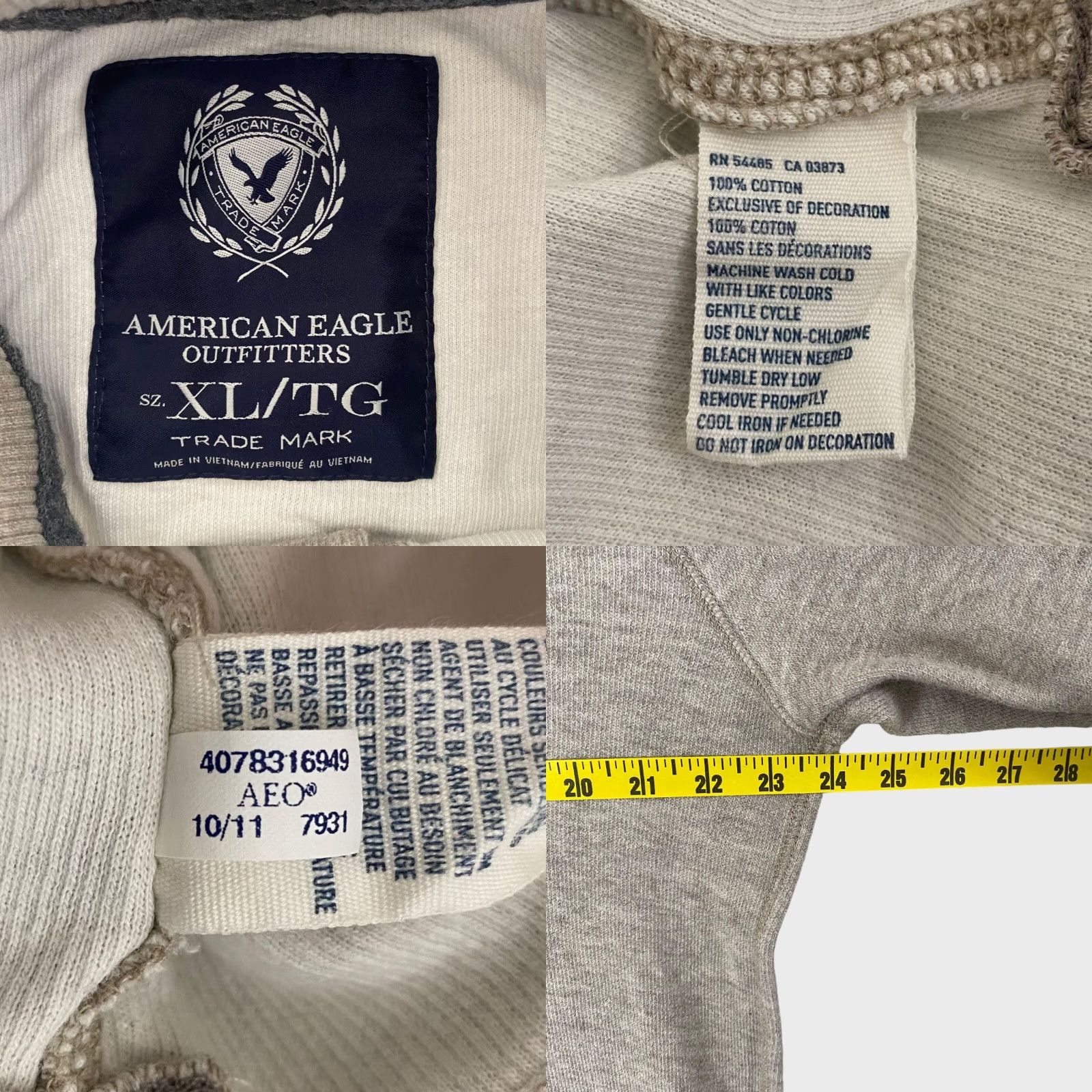 American Eagle Outfitters VINTAGE American Eagle Outfitters Henley Shirt Gray Heavyweight Long-Sleeve Mens XL Size US XL / EU 56 / 4 - 8 Thumbnail