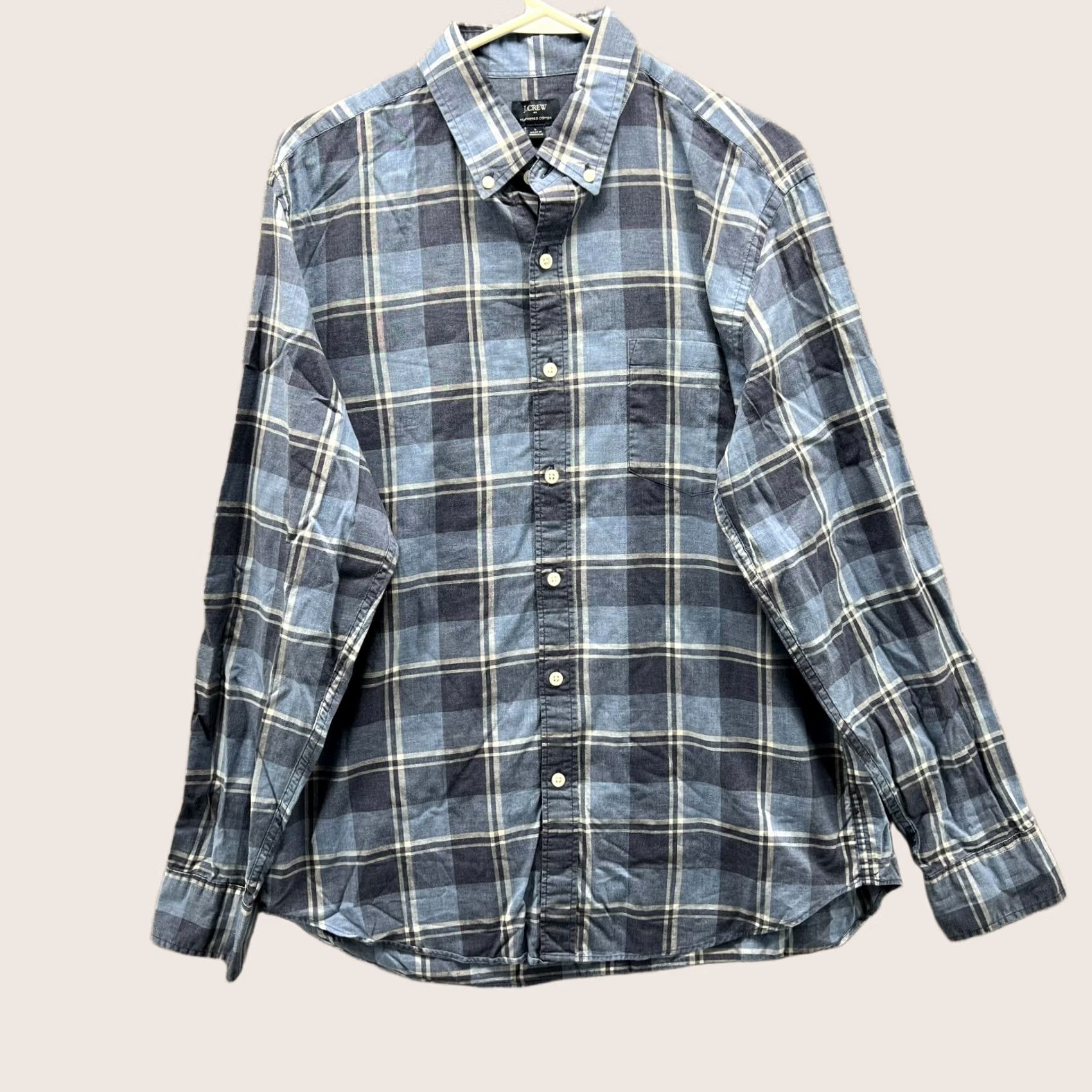 J.Crew VINTAGE J.CREW Shirt Mens Large Blue Plaid Button-Down Preppy Cotton Size 42R - 1 Thumbnail