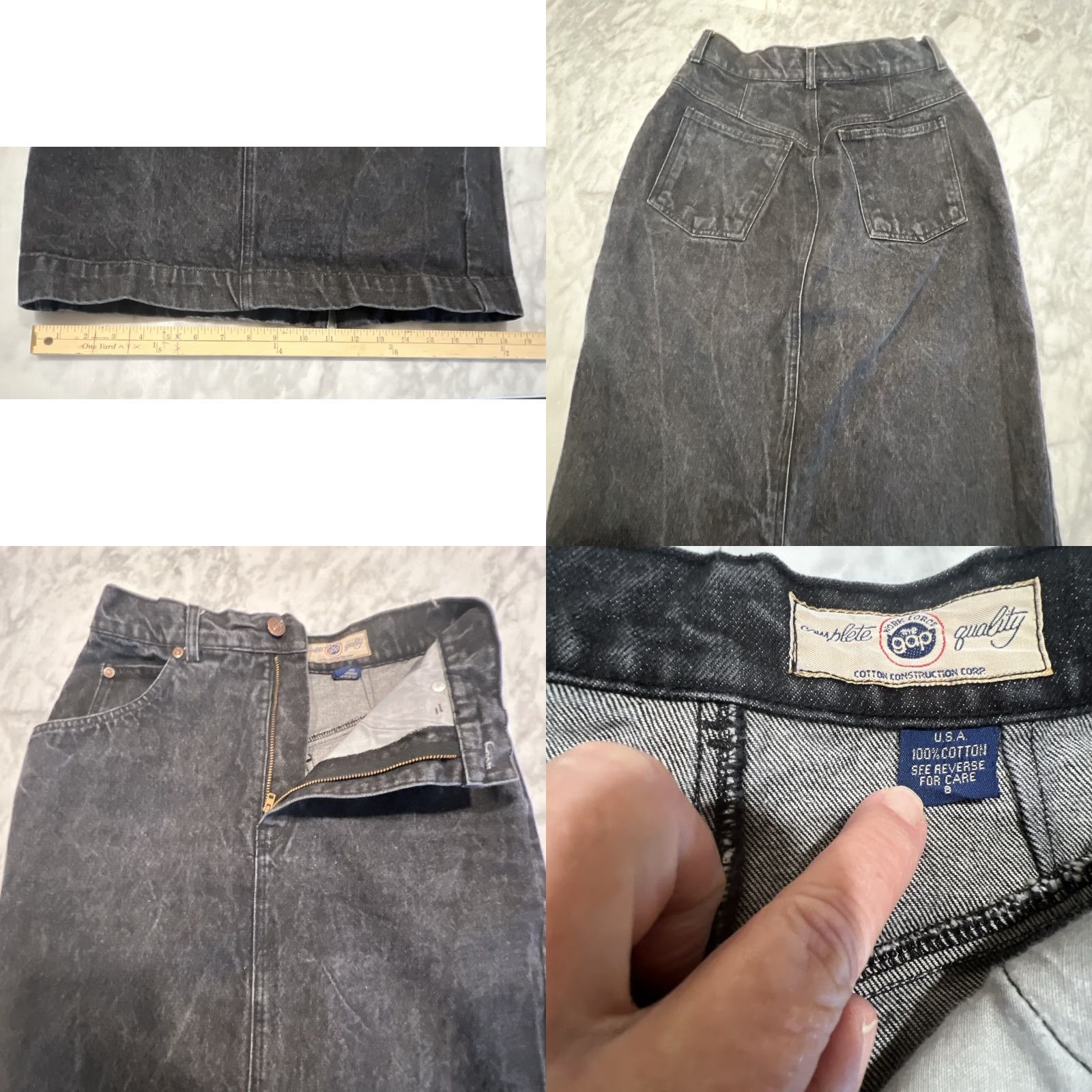 Gap VINTAGE Gap Long Black Denim Skirt Womens 8 Work Pockets Zipper Slit Size 30" / US 8 / IT 44 - 8 Thumbnail