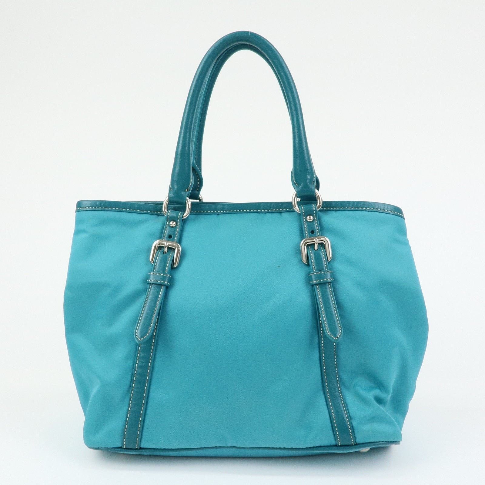 Prada Prada Nylon Leather Tote Blue Size ONE SIZE - 2 Thumbnail