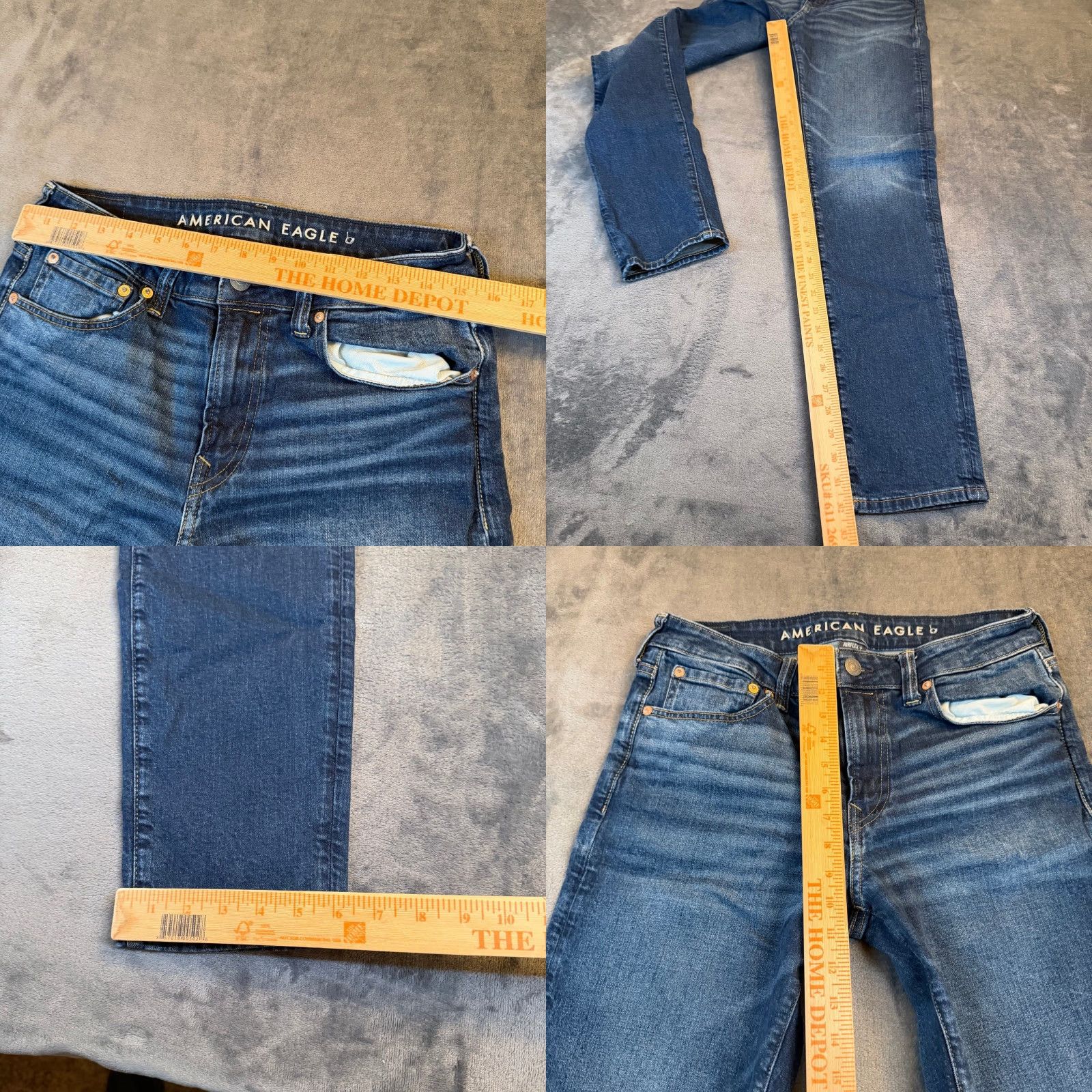 Vintage American Eagle Jeans Athletic Fit Airflex+ 30x32 Denim Blue Stretch 5-Pocket Mens Jeans Size US 30 / EU 46 - 8 Thumbnail