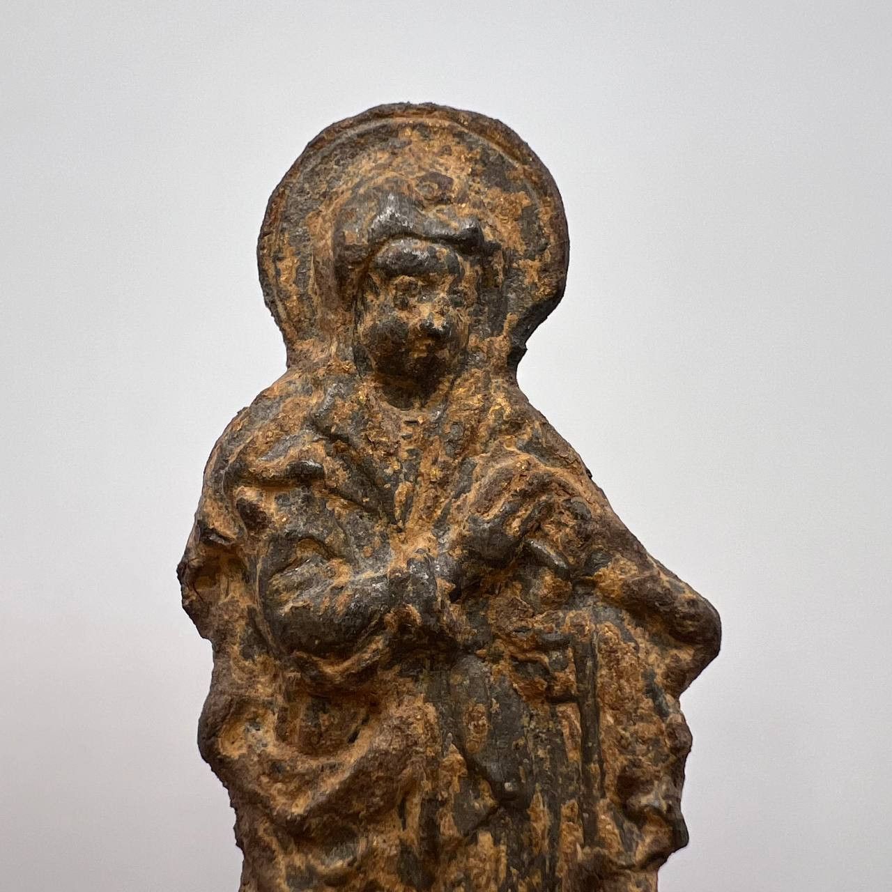 Vintage 18th Antique Christian Figure Mother of God Standing Metal Size ONE SIZE - 5 Thumbnail