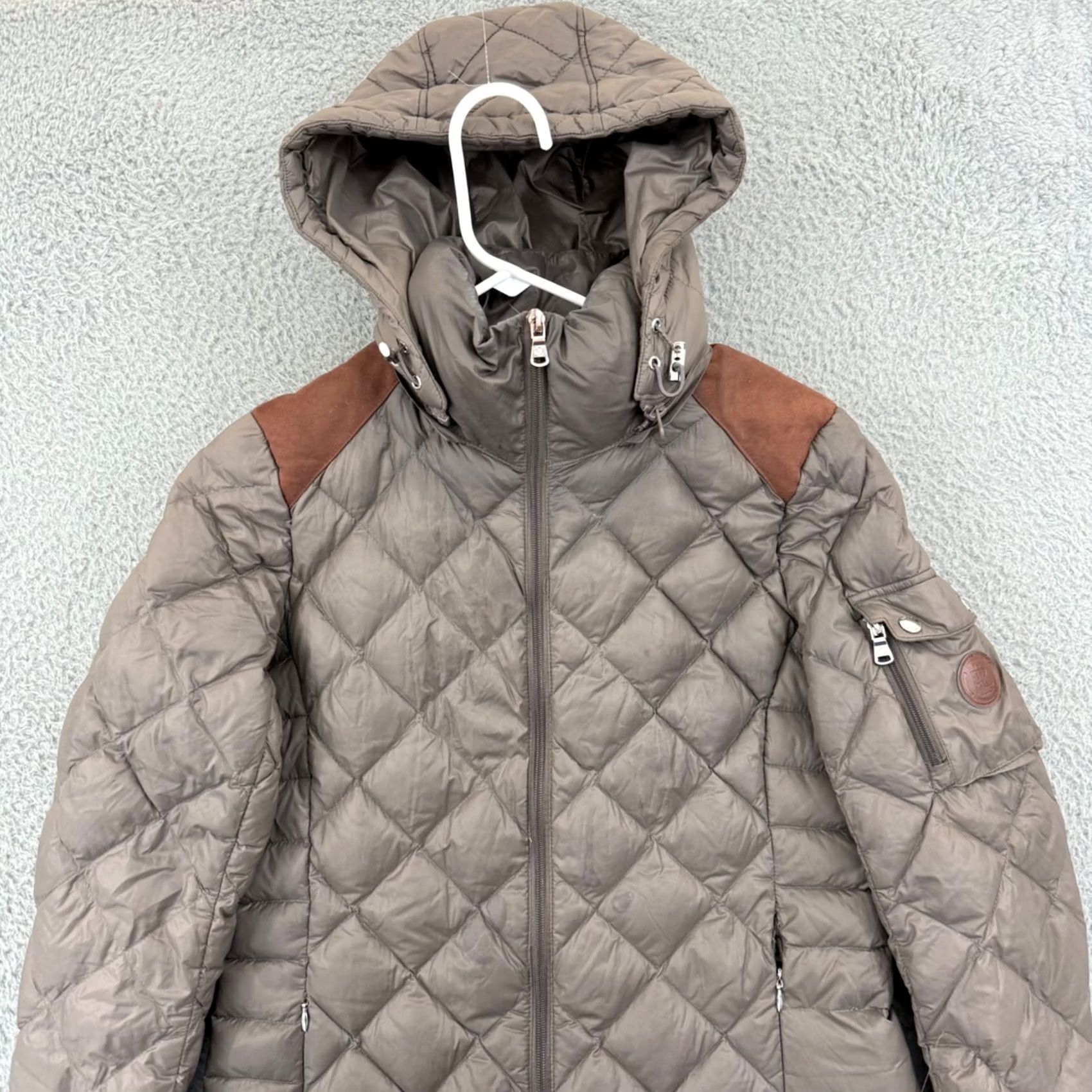 Ralph Lauren Lauren Ralph Lauren Jacket Women Small Brown Puffer Down Long Hooded Quilted Zip Jacket Size S / US 4 / IT 40 - 3 Thumbnail