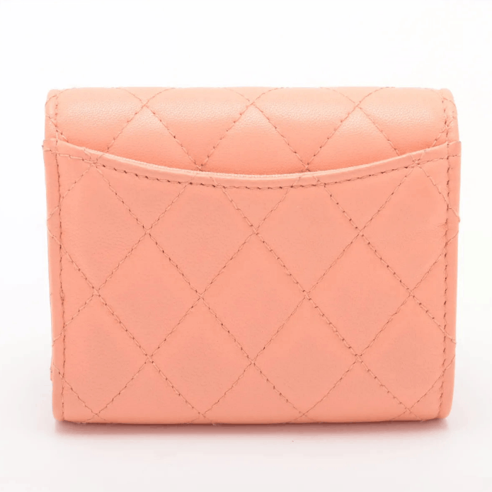 Chanel CC Logo Matelasse Lambskin Compact Wallet Pink Salmon Size ONE SIZE - 2 Thumbnail