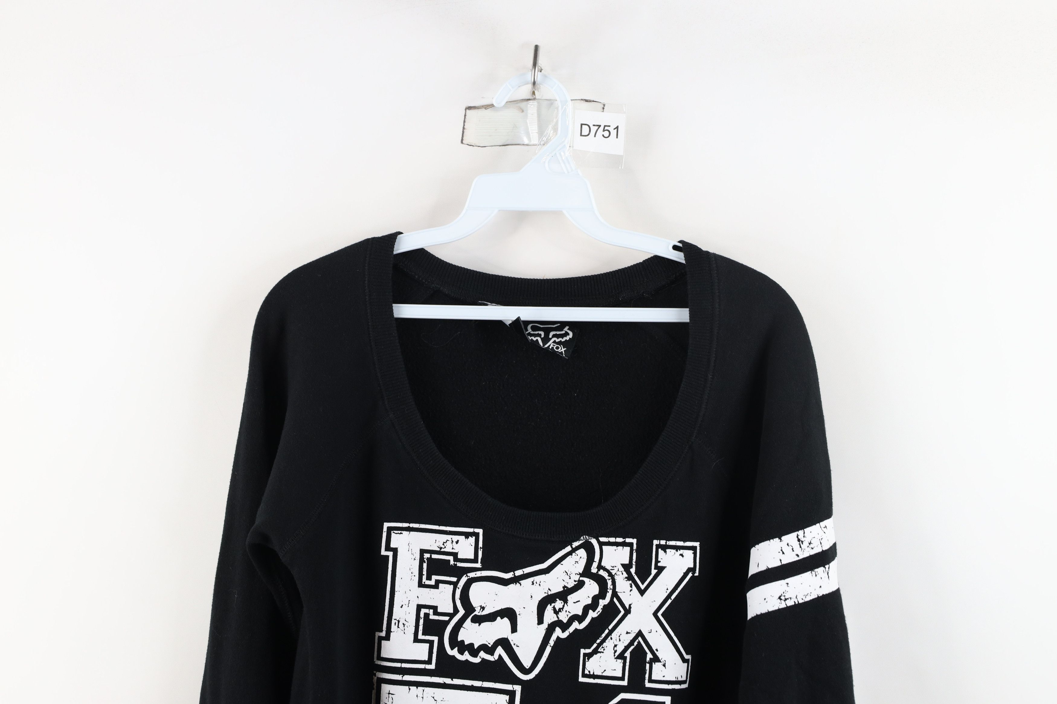 Fox Racing × Vintage Vintage Fox Racing Faded Spell Out Big Logo Sweatshirt Black Size S / US 4 / IT 40 - 2 Thumbnail