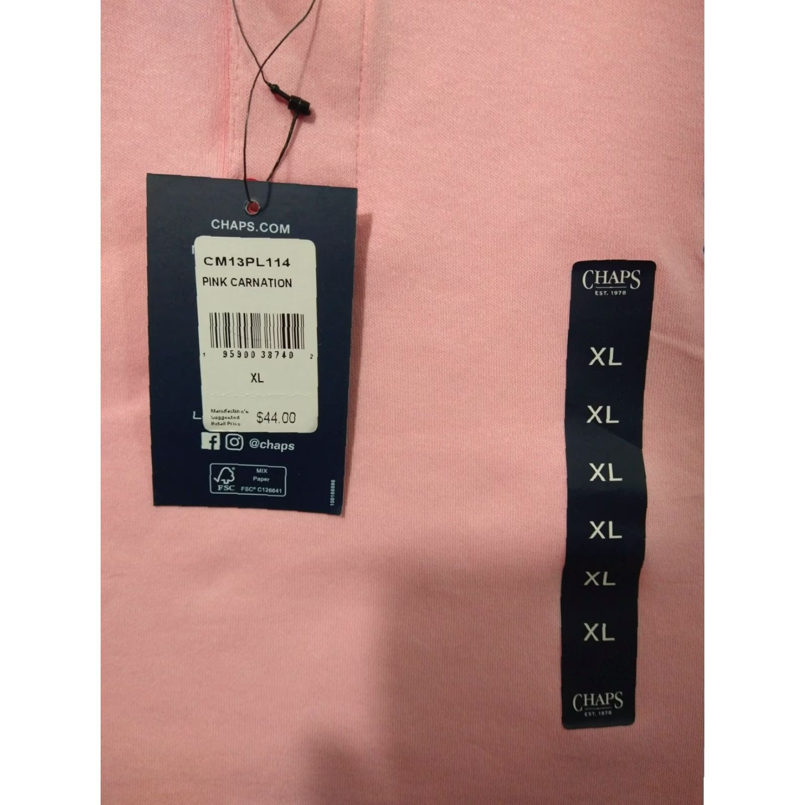 Chaps Chaps Polo Shirt Mens XL Pink Short Sleeve Natural Stretch Cotton Casual Preppy Golf Walking Size US XL / EU 56 / 4 - 5 Thumbnail
