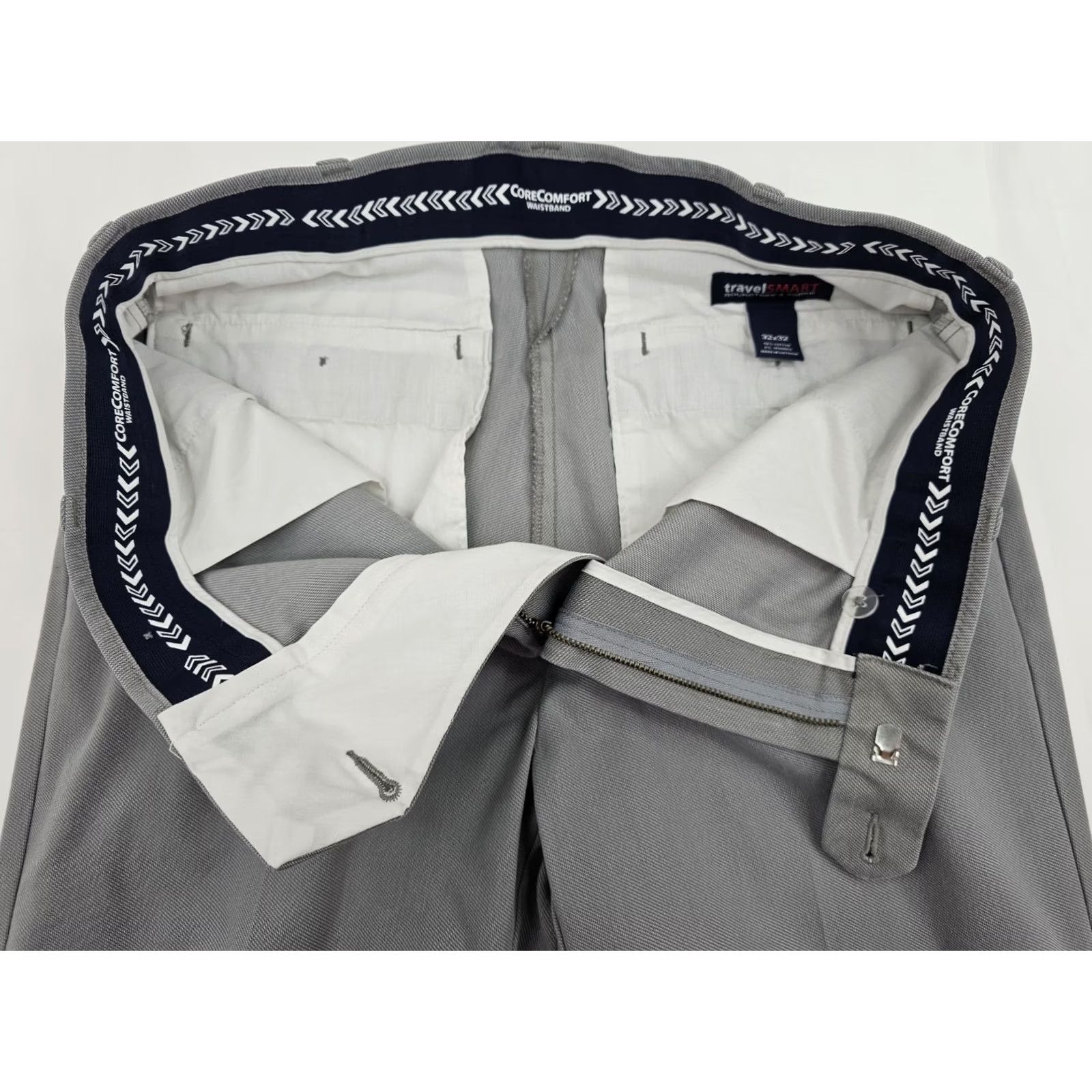 Roundtree & Yorke Roundtree & Yorke Travel Smart Cotton Flat Front Pants Men 32x32 Gray Slim Straight Front Flat уча Size US 32 / EU 48 - 6 Thumbnail