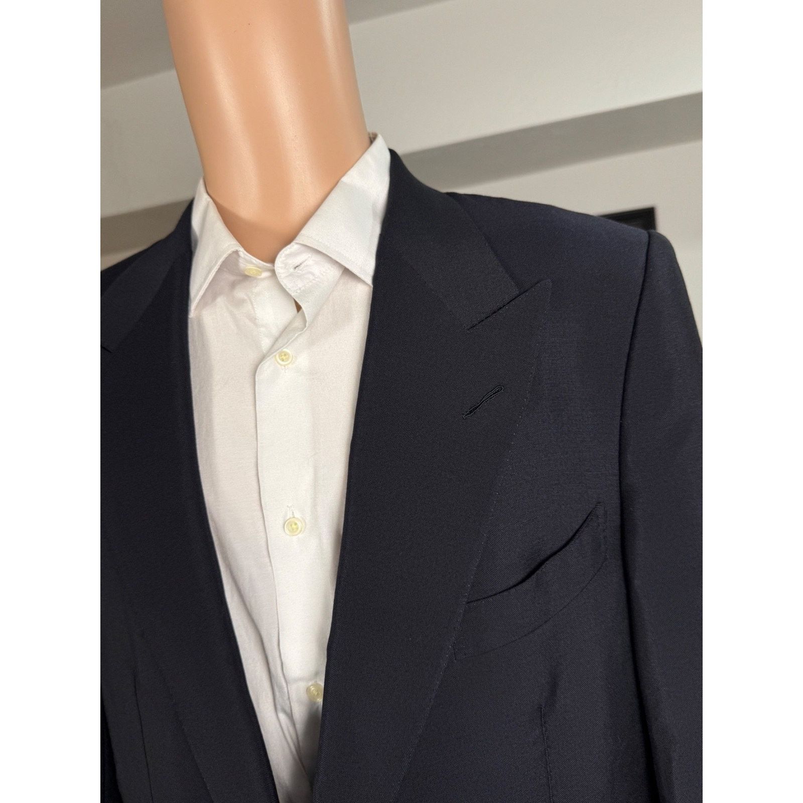 Tom Ford Tom Ford Navy Flannel Cashmere Mohair Peak Lapel Blazer 44R Size 44R - 3 Thumbnail