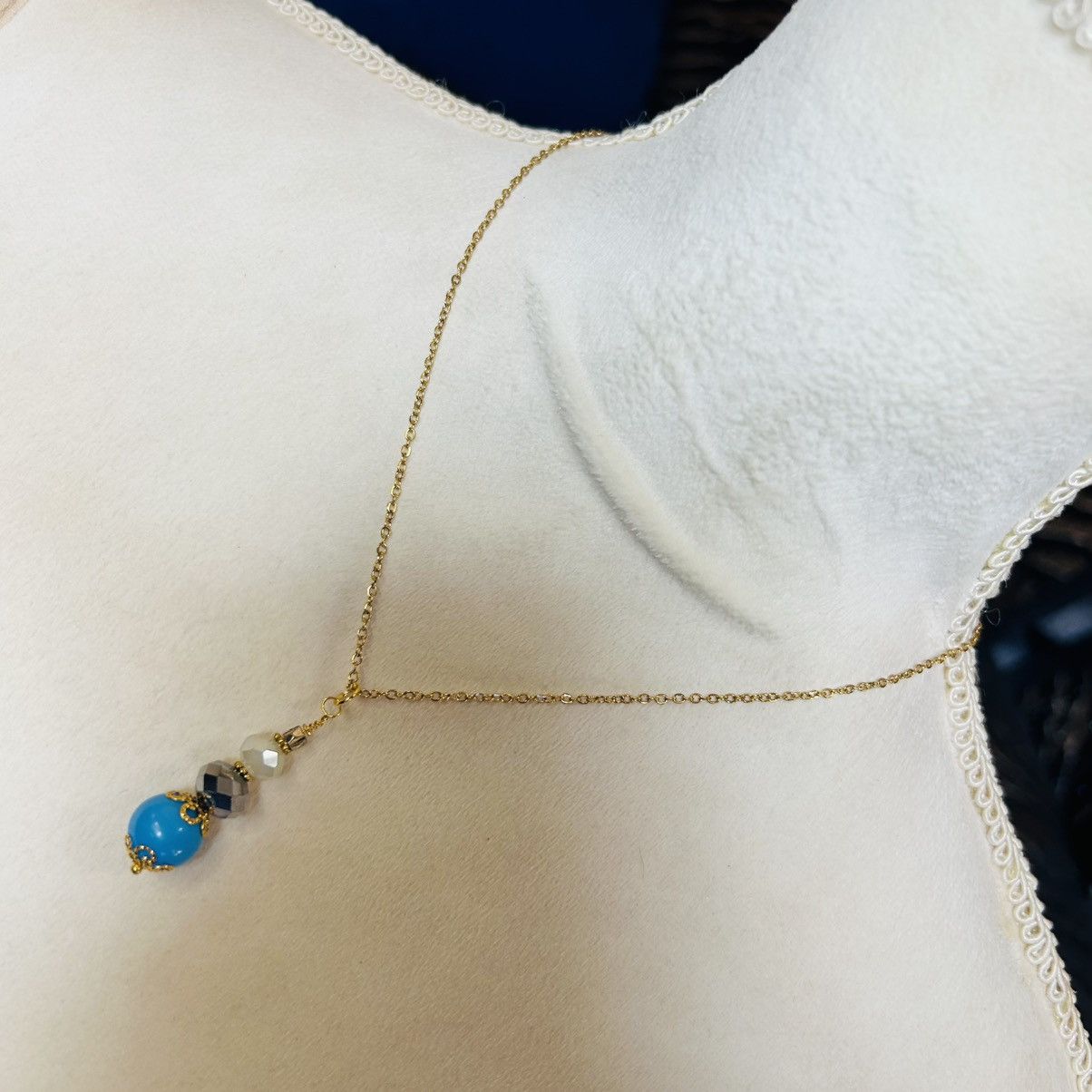Handmade Handcrafted vintage bead crystal drop pendant necklace Size ONE SIZE - 2 Thumbnail