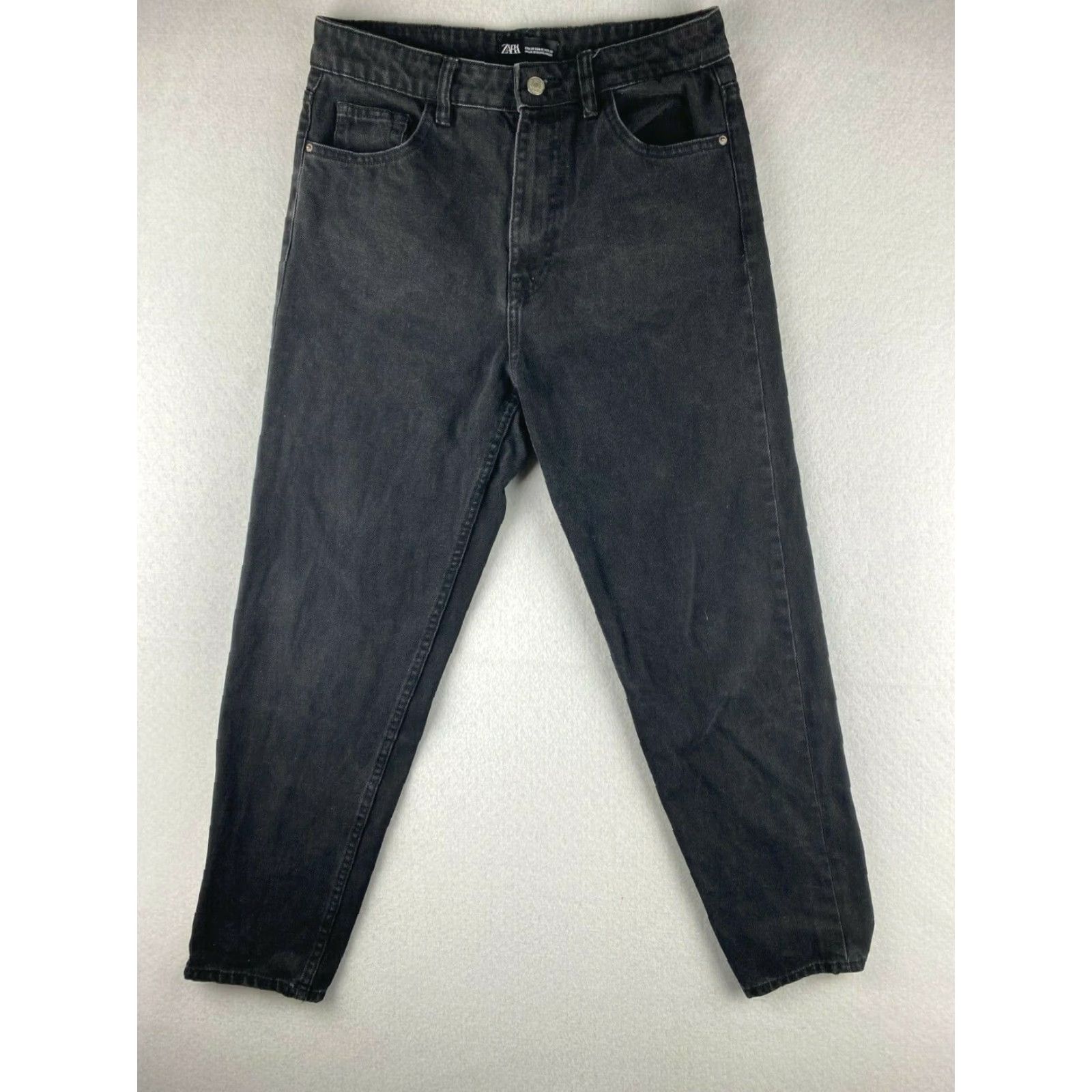 Zara Zara Jeans Women 6 Black Cropped Denim 5-Pocket Comfort Regular Rise Mid Size 28" / US 6 / IT 42 - 2 Thumbnail