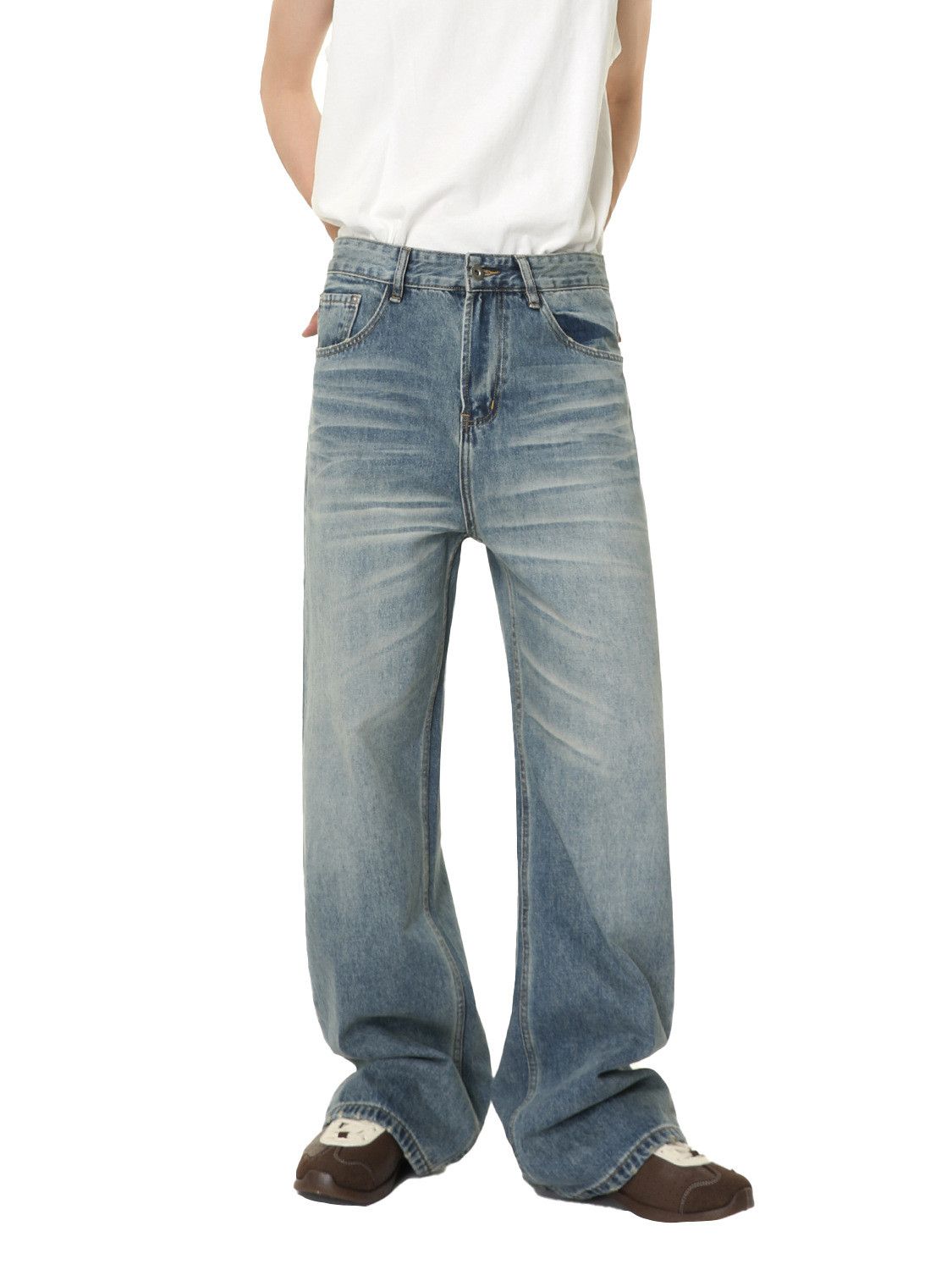 Japanese Brand Men's Japanese Retro Vibe Washed Straight Wide Leg Jeans Size US 32 / EU 48 - 2 Thumbnail