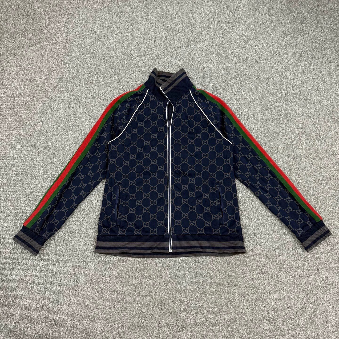 Gucci 24 red green stripe webbing navy monogram jacket XXL