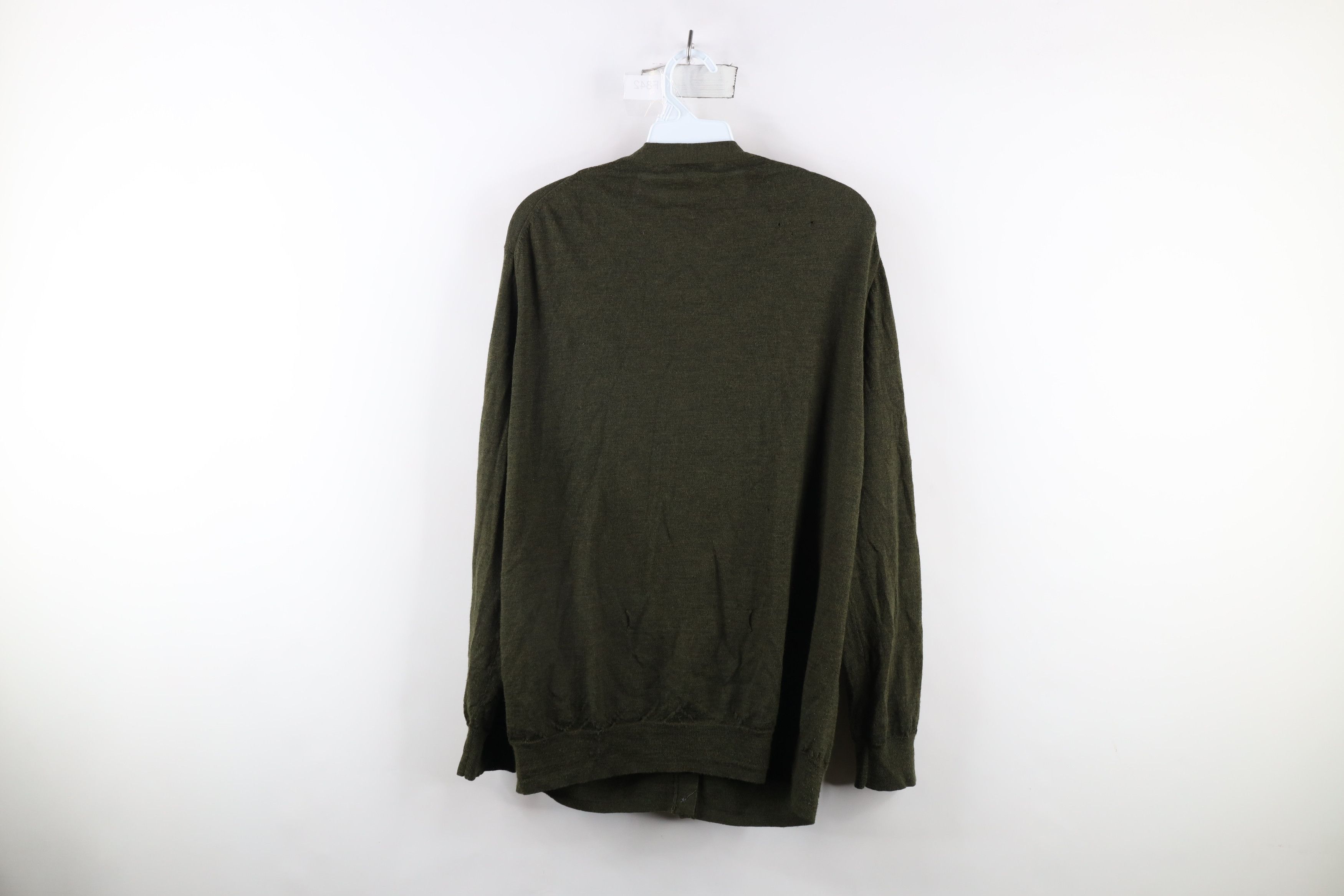 J.Crew × Vintage J Crew Blank Merino Wool Knit Cardigan Sweater Green Size XL / US 12-14 / IT 48-50 - 14 Thumbnail