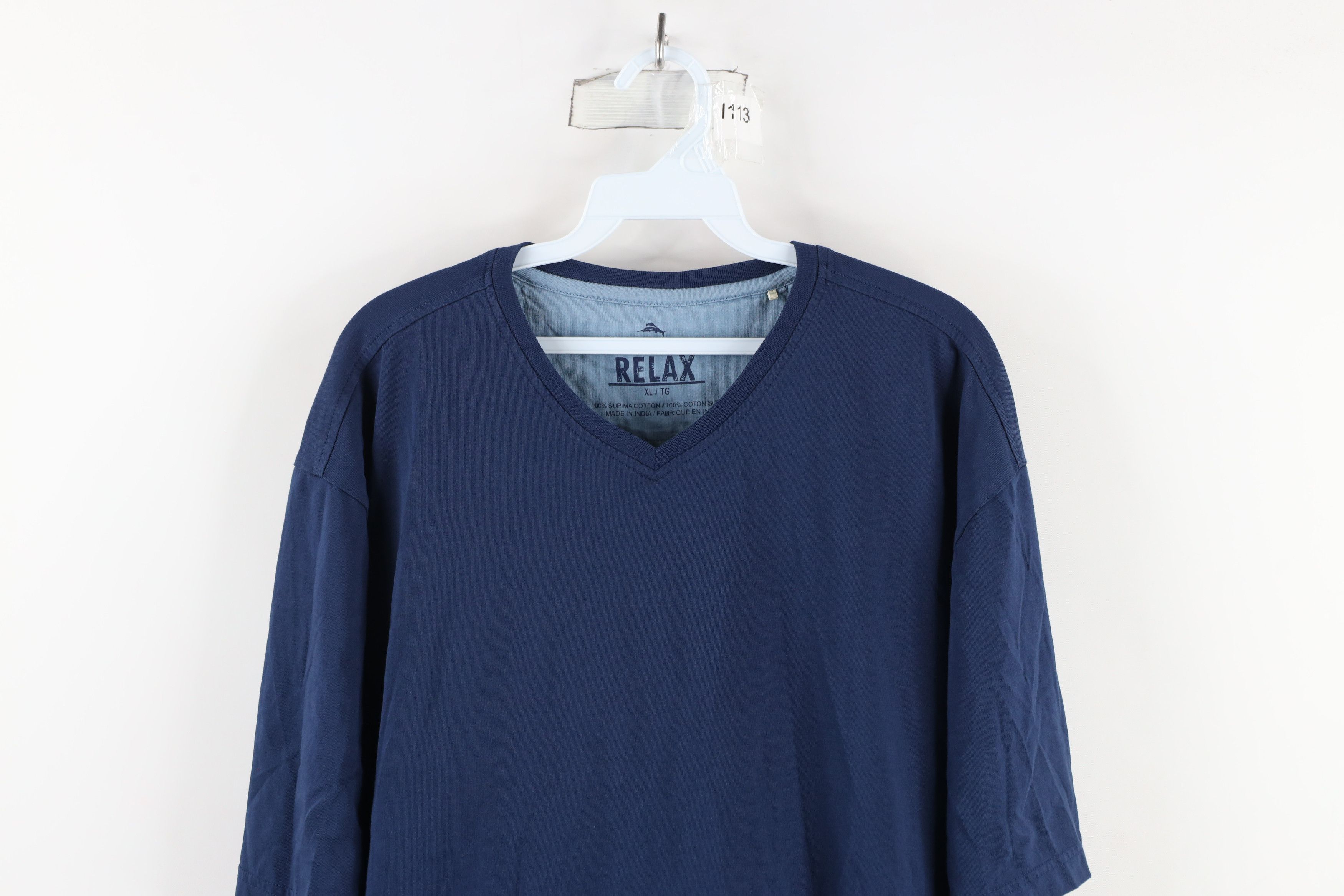 Tommy Bahama × Vintage Tommy Bahama Relax Supima Cotton V-Neck T-Shirt Navy Blue Size US XL / EU 56 / 4 - 2 Thumbnail