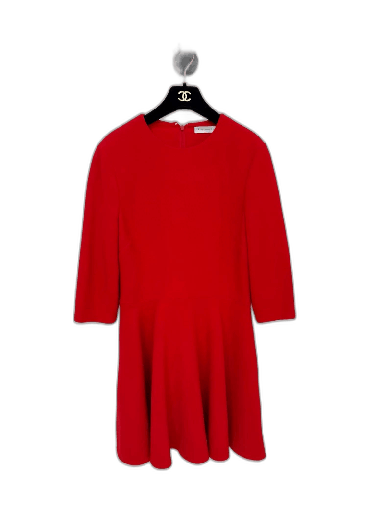 Dior Red Wool Silk Dress by Dior Size L / US 10 / IT 46 - 1 Thumbnail