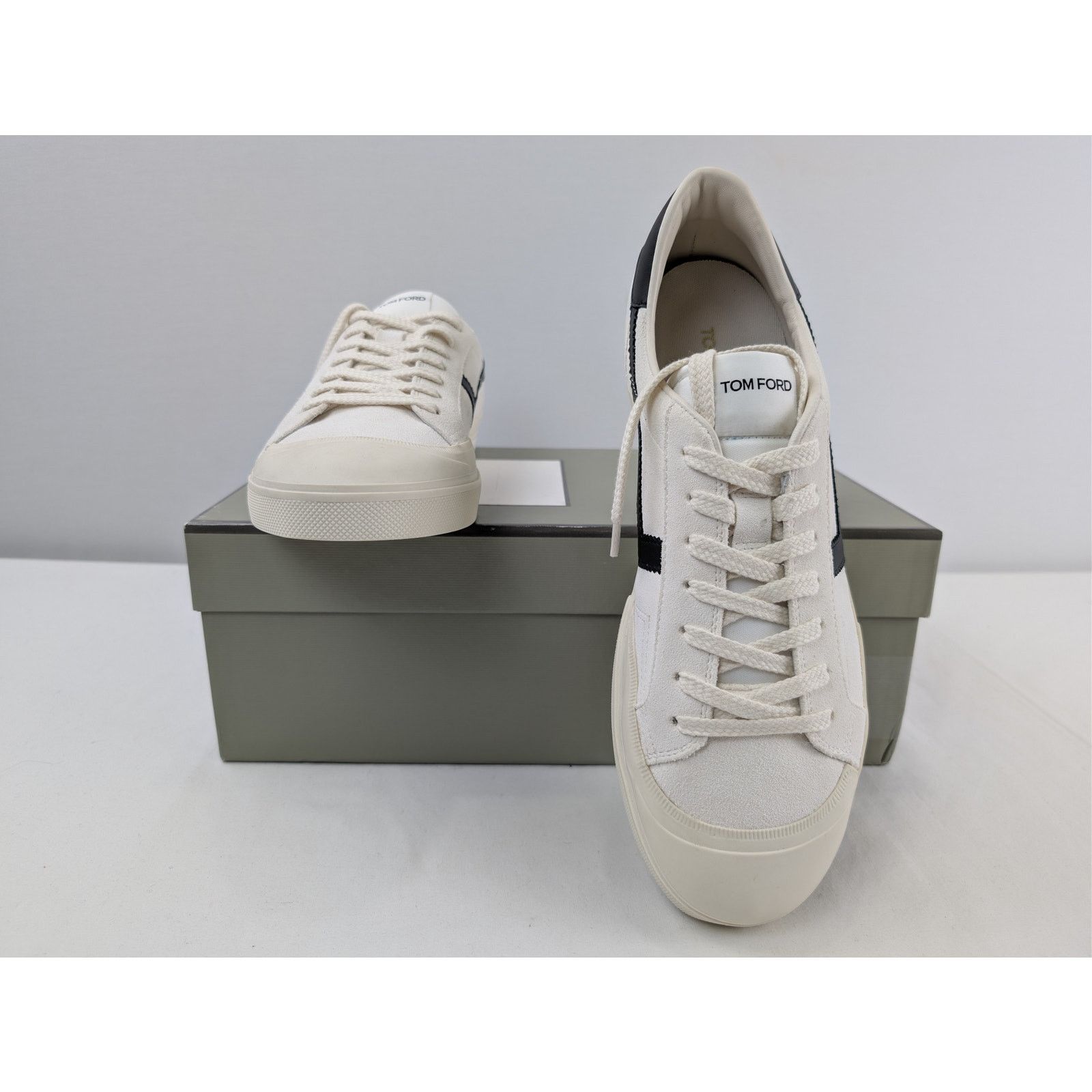 Tom Ford o1rshd1 Jarvis leather low-top sneakers in white/black Size US 8 / EU 41 - 18 Thumbnail