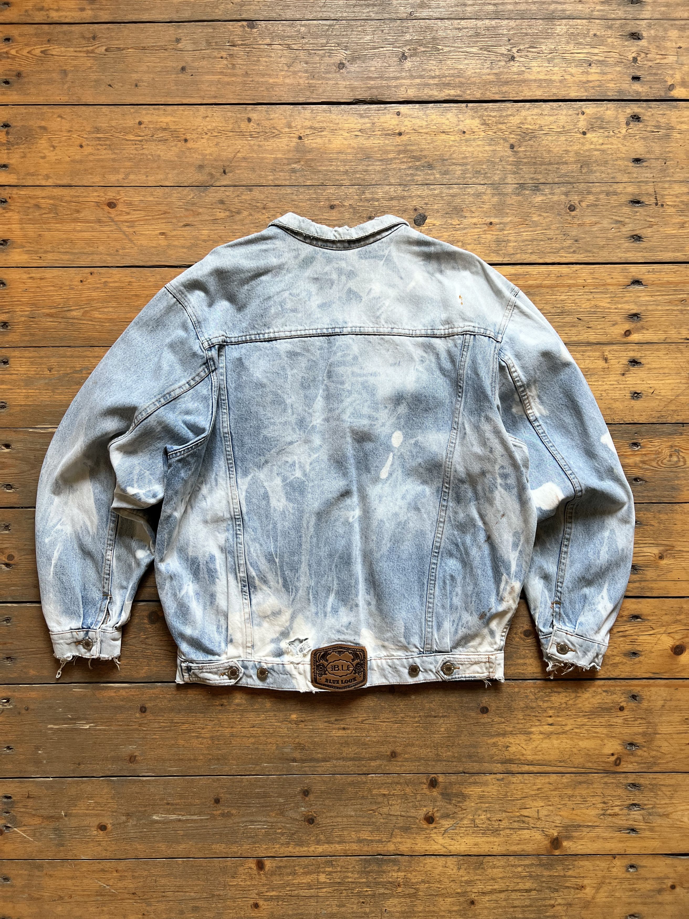 Other Vintage Bleached Blue Look Bomber Denim Jeans Jacket Size US XL / EU 56 / 4 - 5 Thumbnail