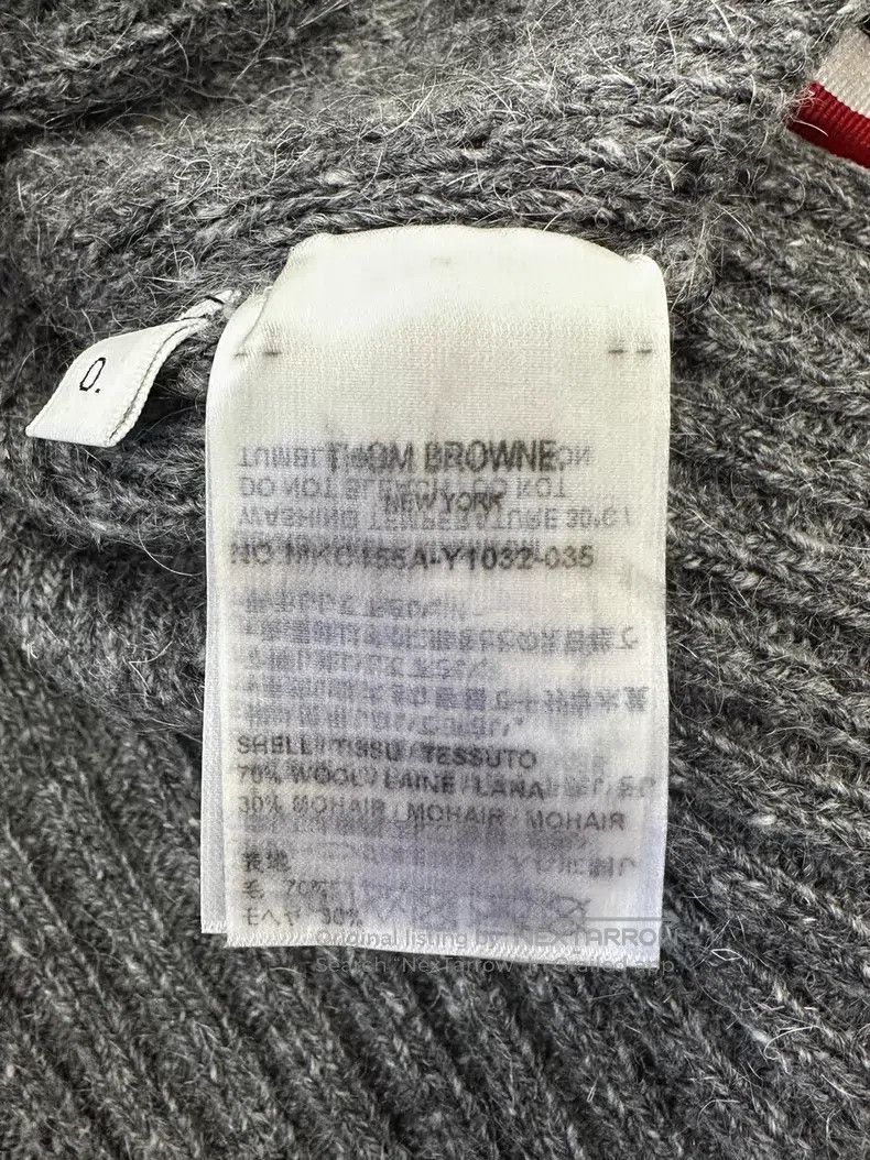 Thom Browne Thom Browne Gray collar four-striped wool mohair knit card Size US XS / EU 42 / 0 - 5 Thumbnail