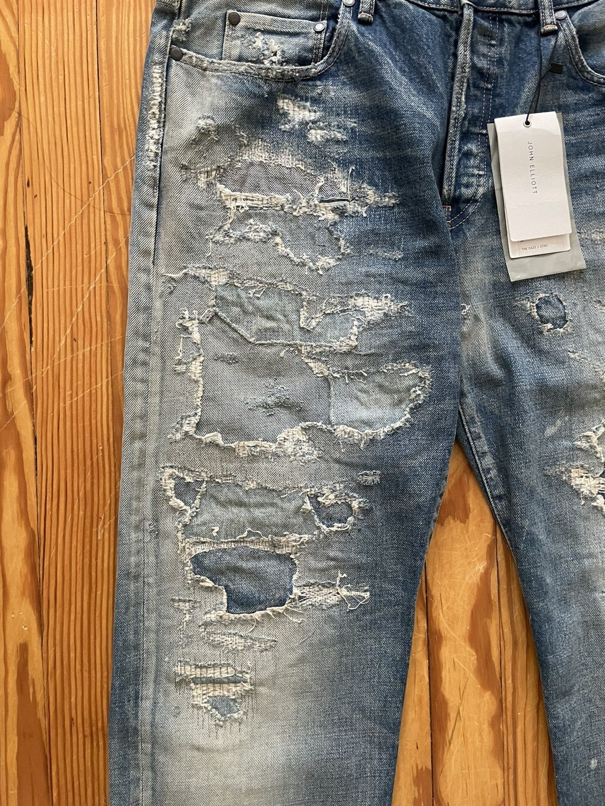 John Elliott John Elliott Daze Heavy Repair Denim Mid Wash Crash Boro Size US 36 / EU 52 - 3 Thumbnail