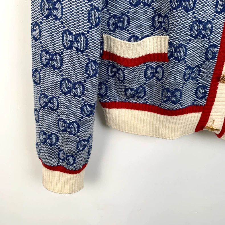 Gucci Gucci Blue logo old flower full print wool round neck long Size US M / EU 48-50 / 2 - 4 Thumbnail