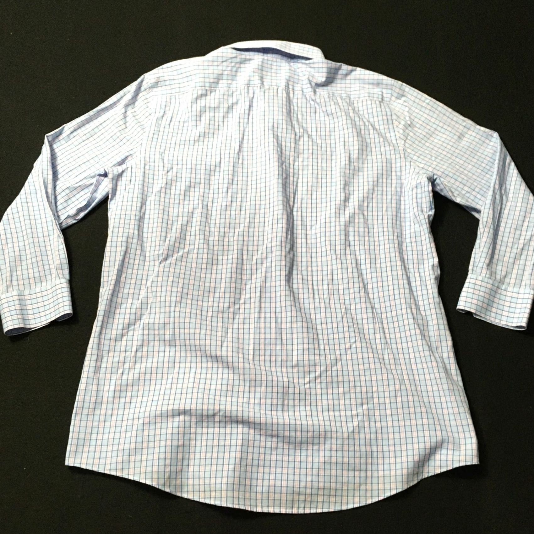 Stafford Stafford Dress Shirt Mens 16.5 32/33 Blue Pink Button Up Easy Care Travel Shirt Mens Dress Shirt Blue 16.5x32/33 Regular Cotton Polyester Button Up Size 46R - 7 Thumbnail