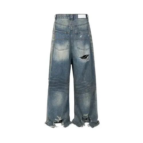 Japanese Brand Momoko x Hioki Custom Distressed Ripped hole baggyJeans Size US 30 / EU 46 - 2 Thumbnail